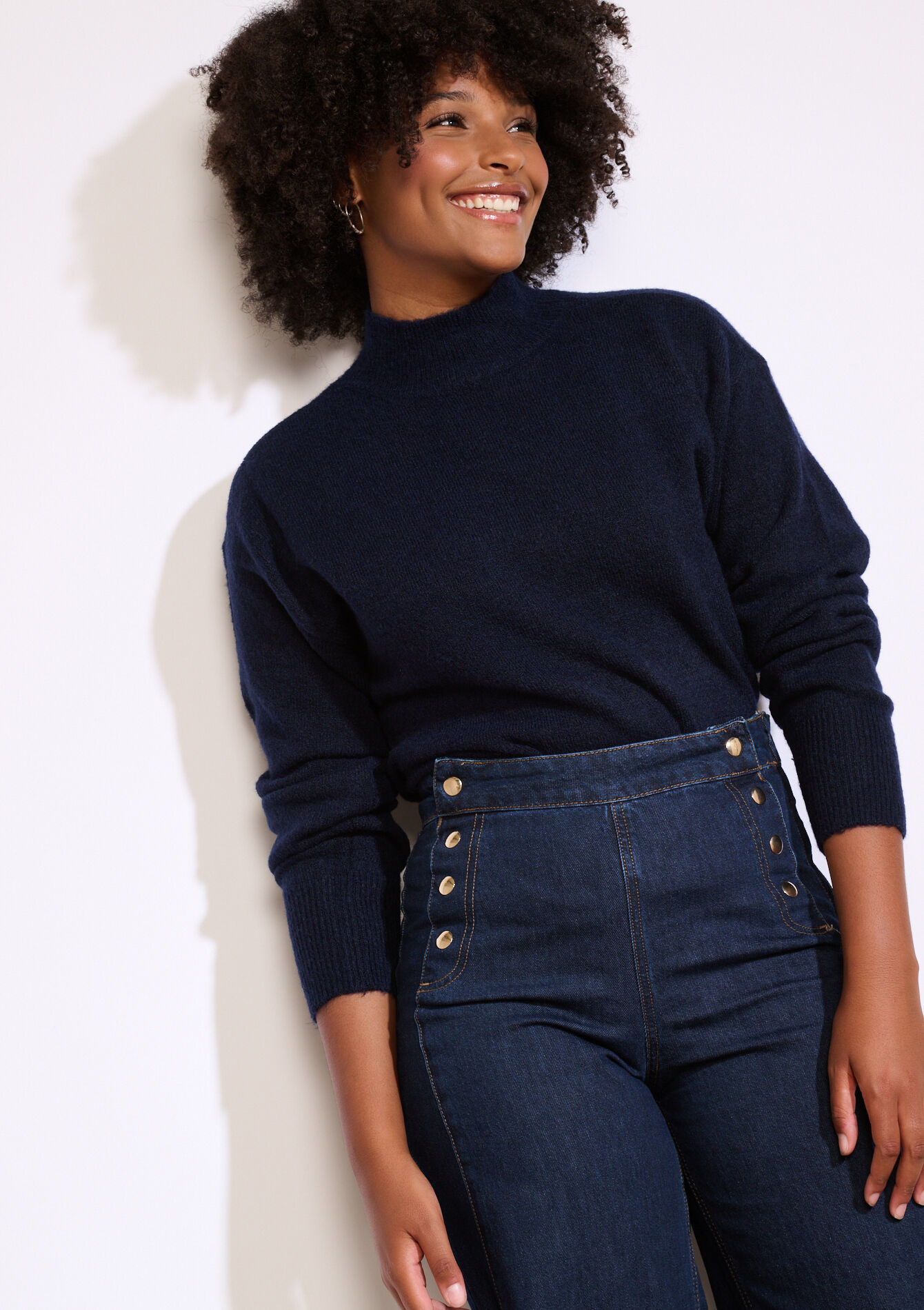 Zachte trui met col - NAVY BASIC - 04006914_2723