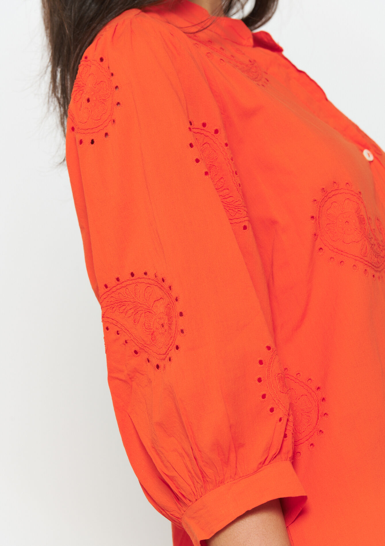 Robe-chemise avec broderie, Robe-chemise avec broderie - ORANGE BRIGHT - 08103649_1255
