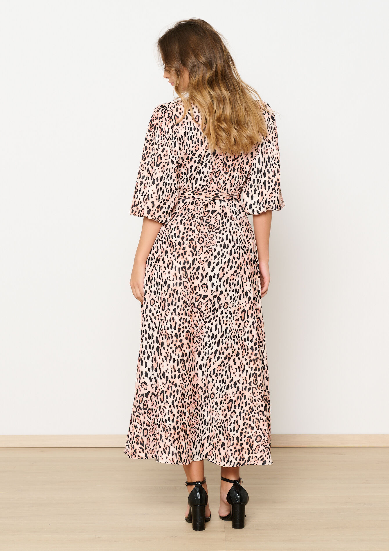 Leopard print wrap dress, Leopard print wrap dress - LT BEIGE - 08104022_2527