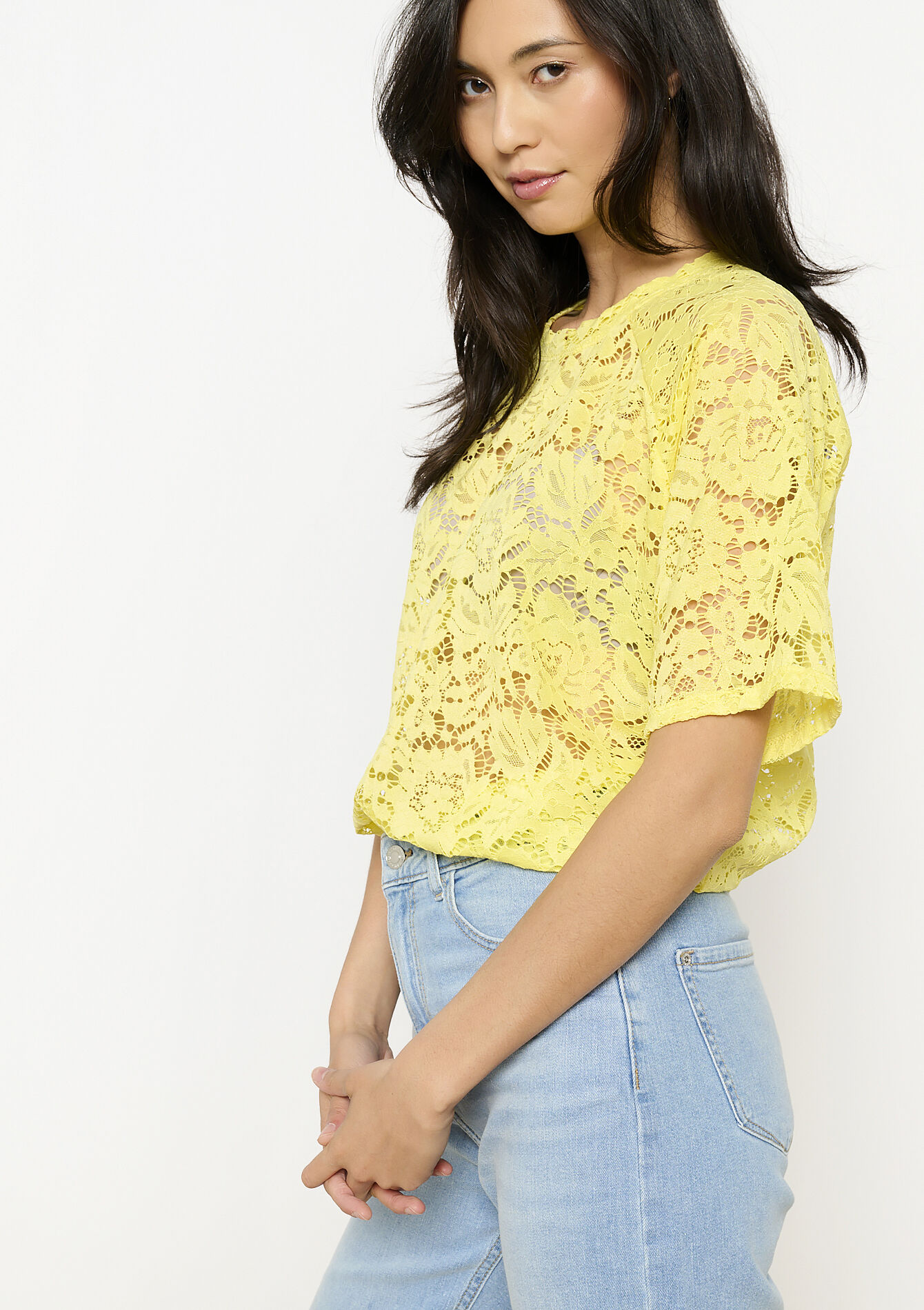 Romantische kanten top, Romantische kanten top - YELLOW PASTEL - 02301842_5004