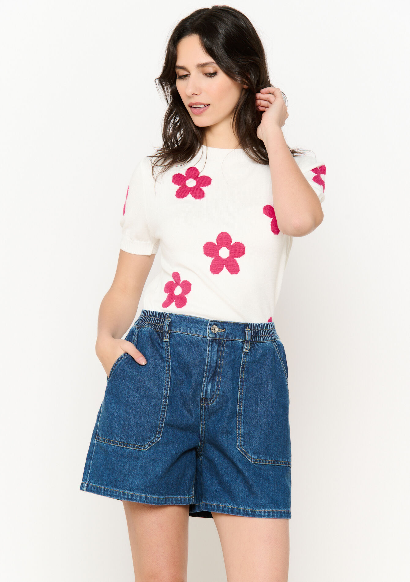 Pull en jacquard à fleurs, Pull en jacquard à fleurs - OFFWHITE - 04006882_1001