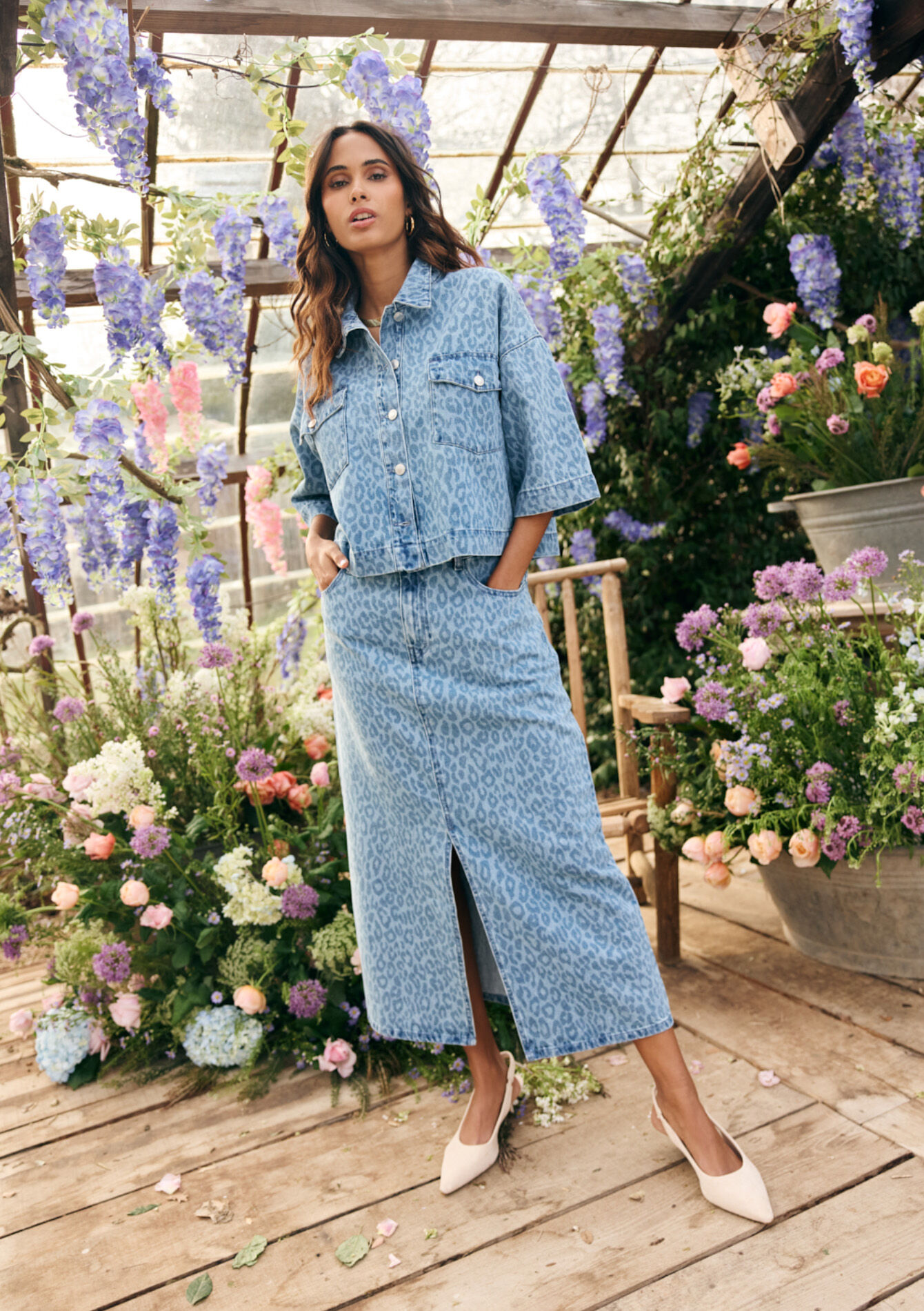 Long denim skirt, Long denim skirt - BLUE BLEACHED - 07101353_0502