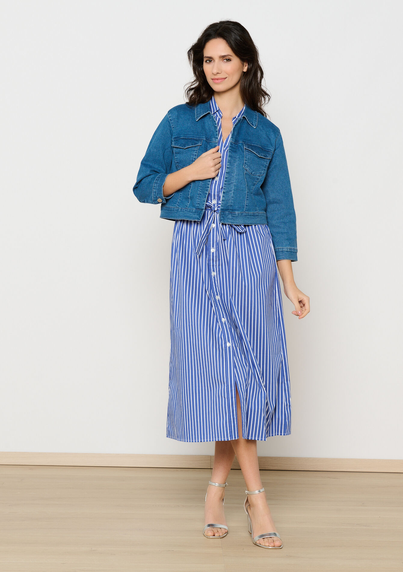 Korte denim jas, Korte denim jas - MEDIUM BLUE - 09100983_0500