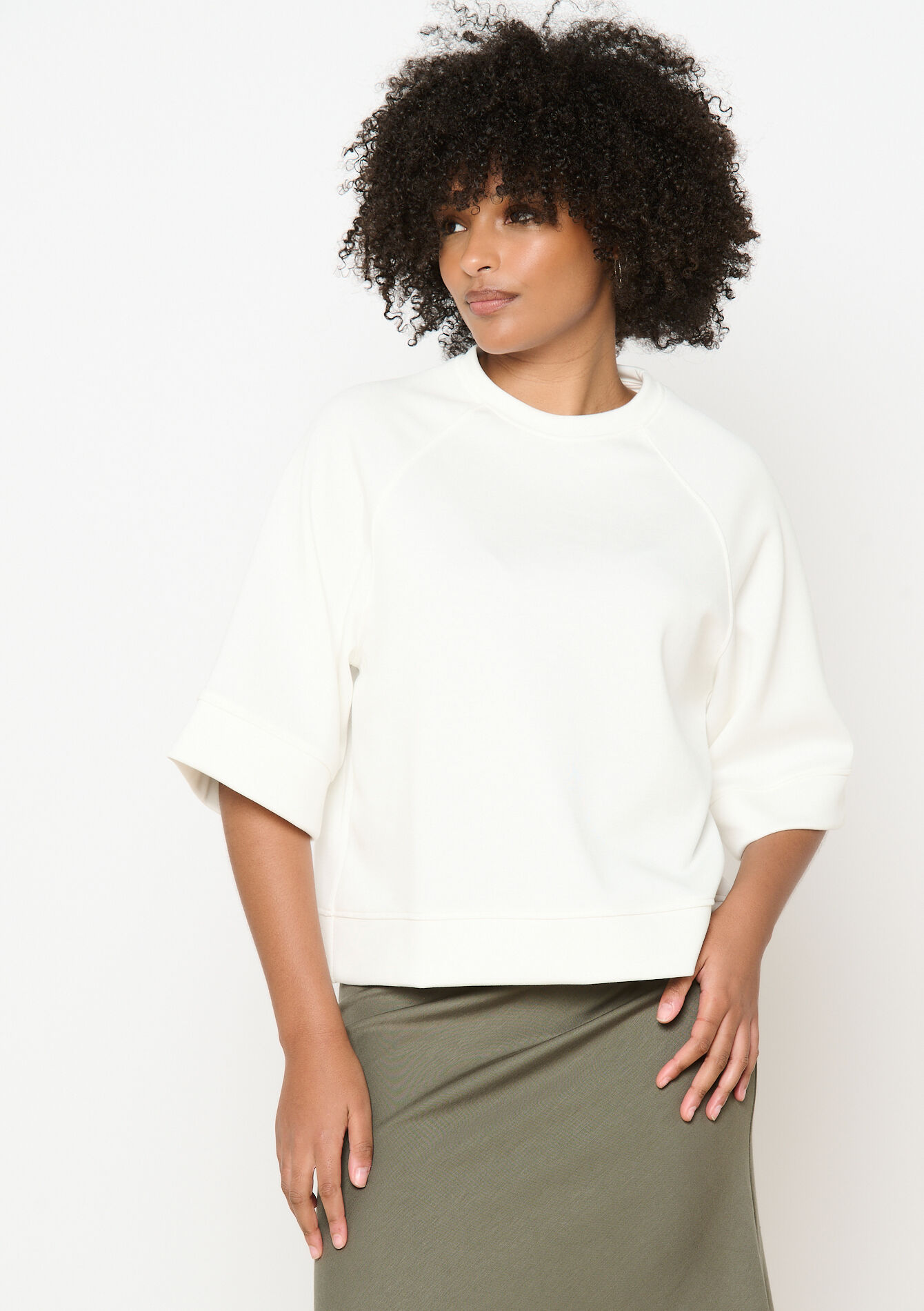 Losvallende sweat, Losvallende sweat - OFFWHITE - 03001777_1001