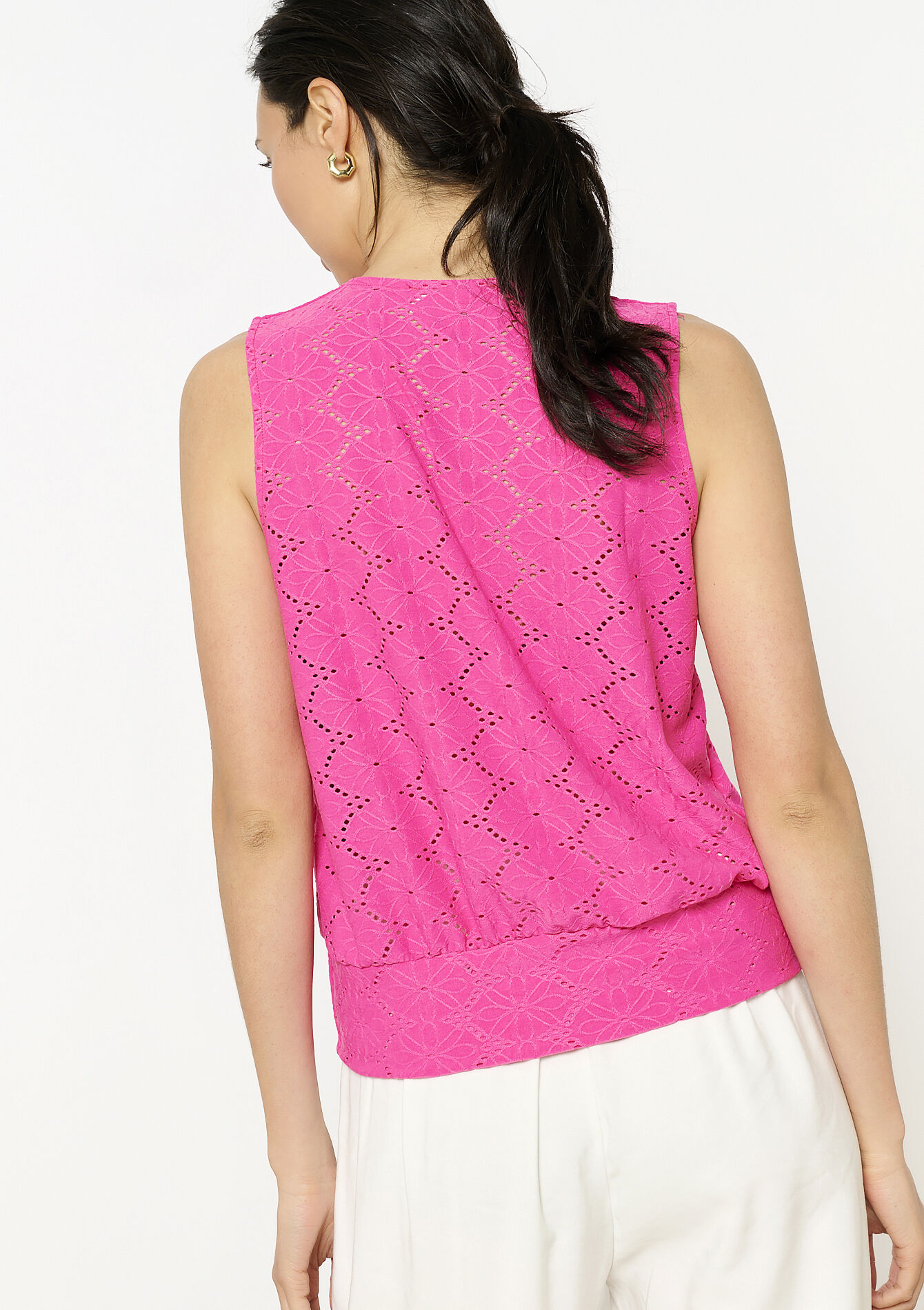 Geborduurd top met V-hals, Geborduurd top met V-hals - FUCHSIA - 02200518_5626