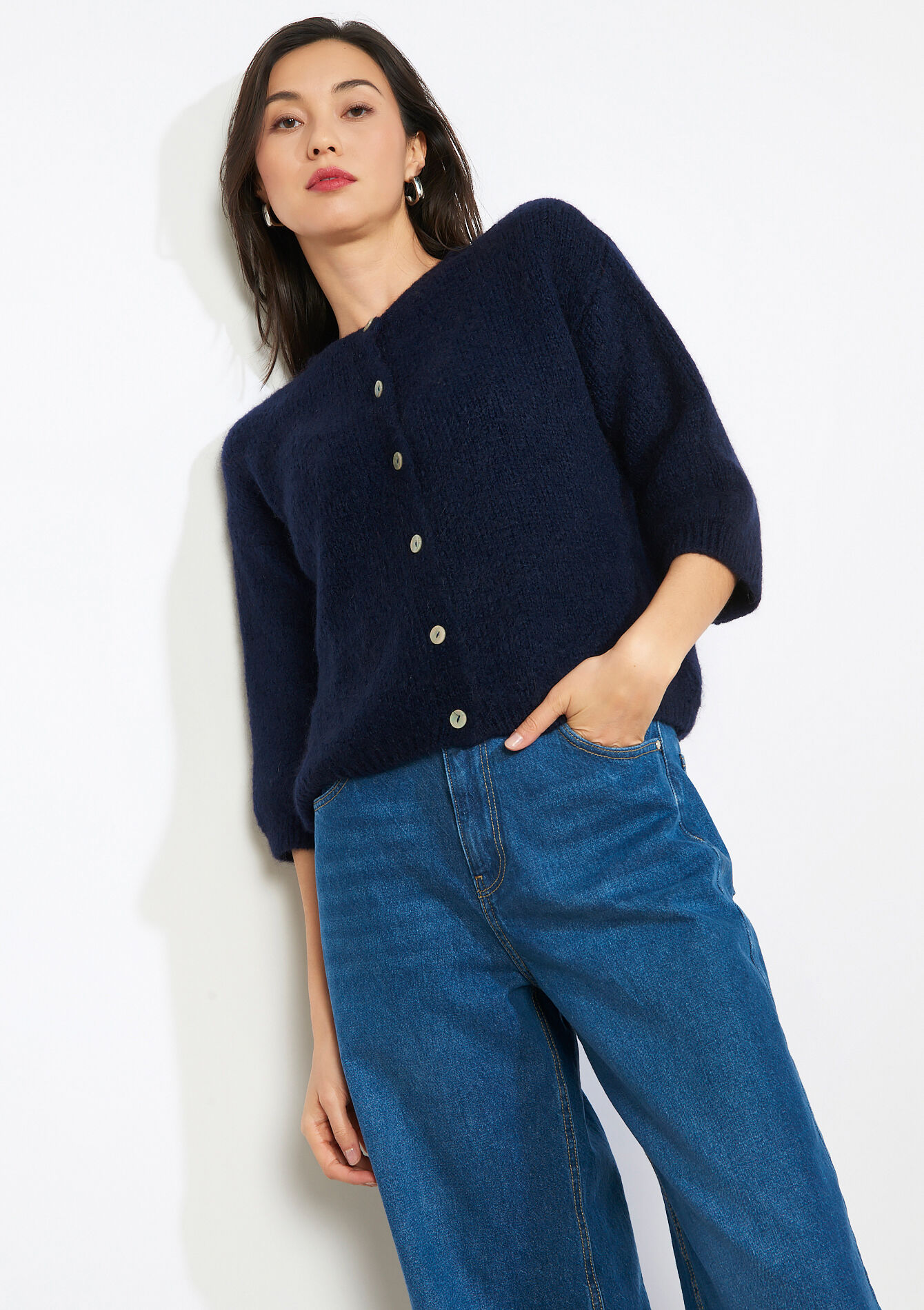 Minimalistisch vest met knopen, Minimalistisch vest met knopen - NAVY BASIC - 04101446_2723