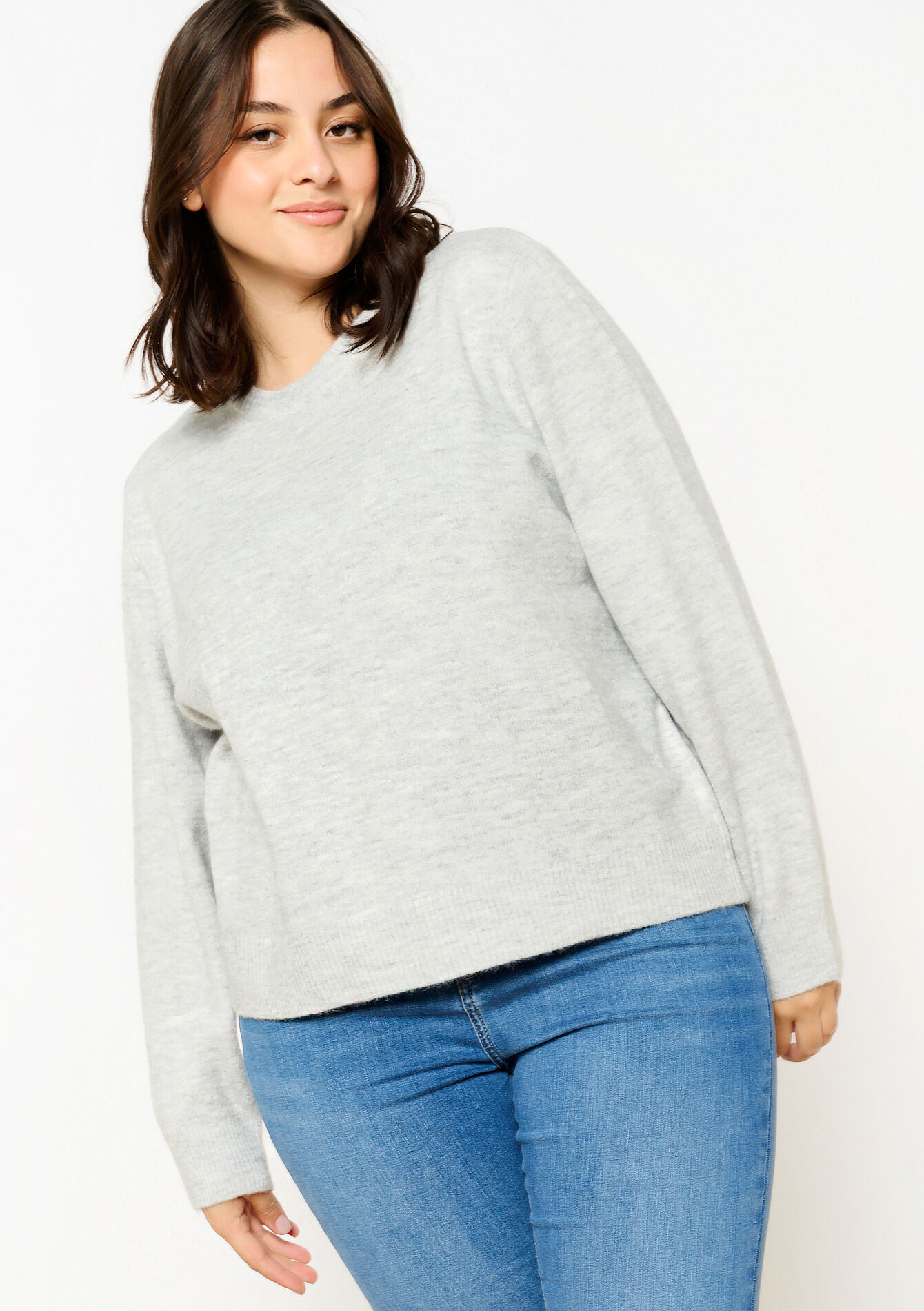 Basic trui met ronde hals, Basic trui met ronde hals - LT GREY MEL - 04006522_1081