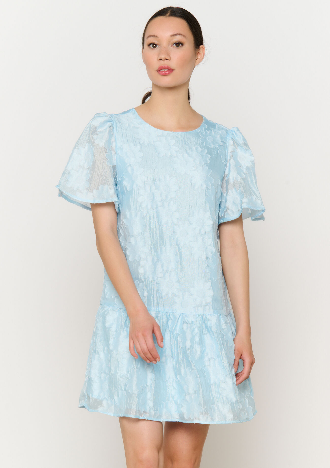Flowing bow-back dress, Flowing bow-back dress - BLUE PASTEL - 08104012_3003