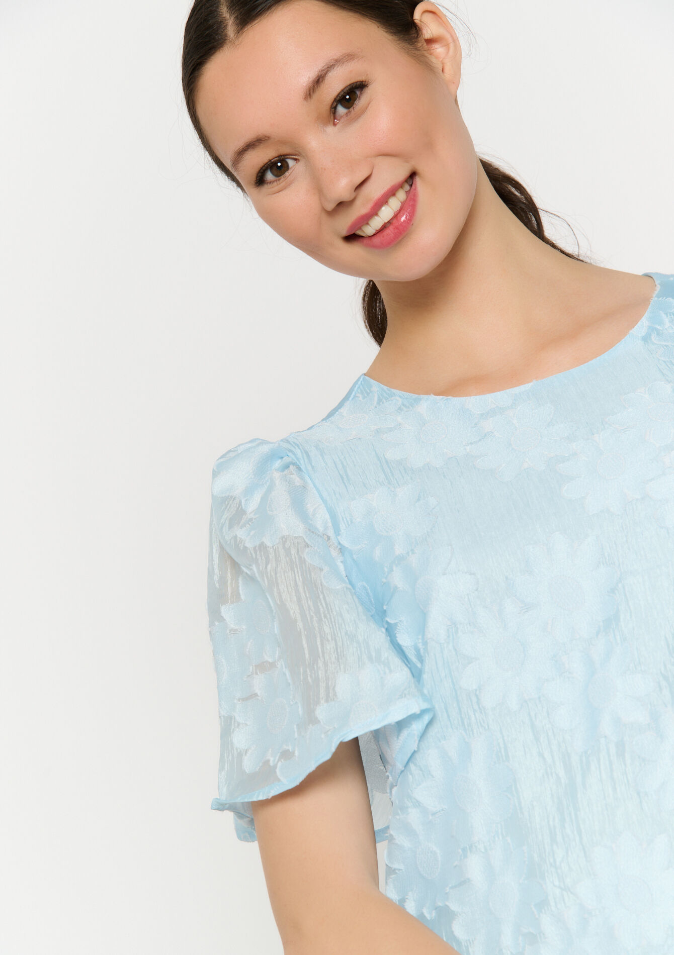 Flowing bow-back dress, Flowing bow-back dress - BLUE PASTEL - 08104012_3003