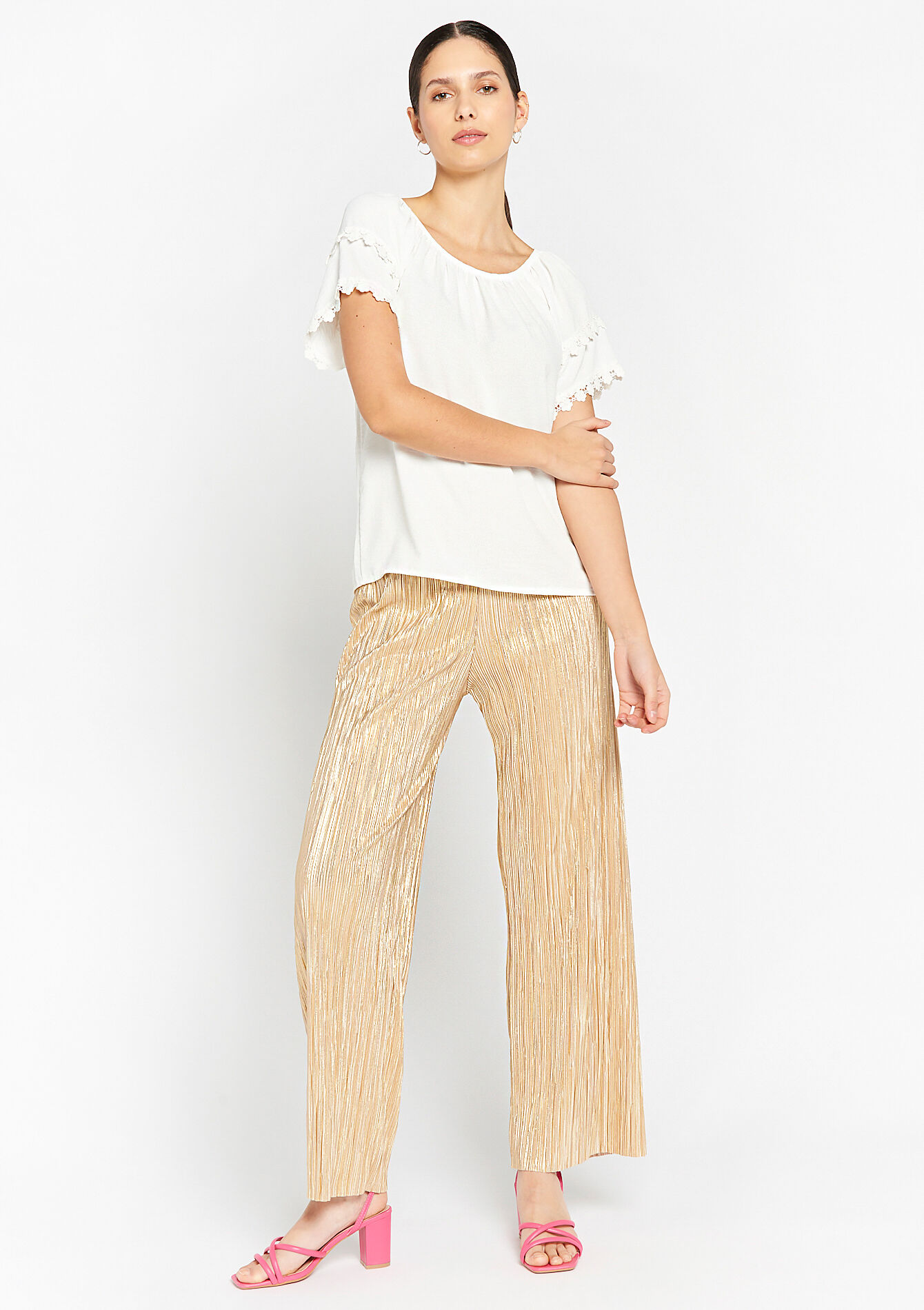 Blouse with crochet - OPTICAL WHITE - 05702198_1019