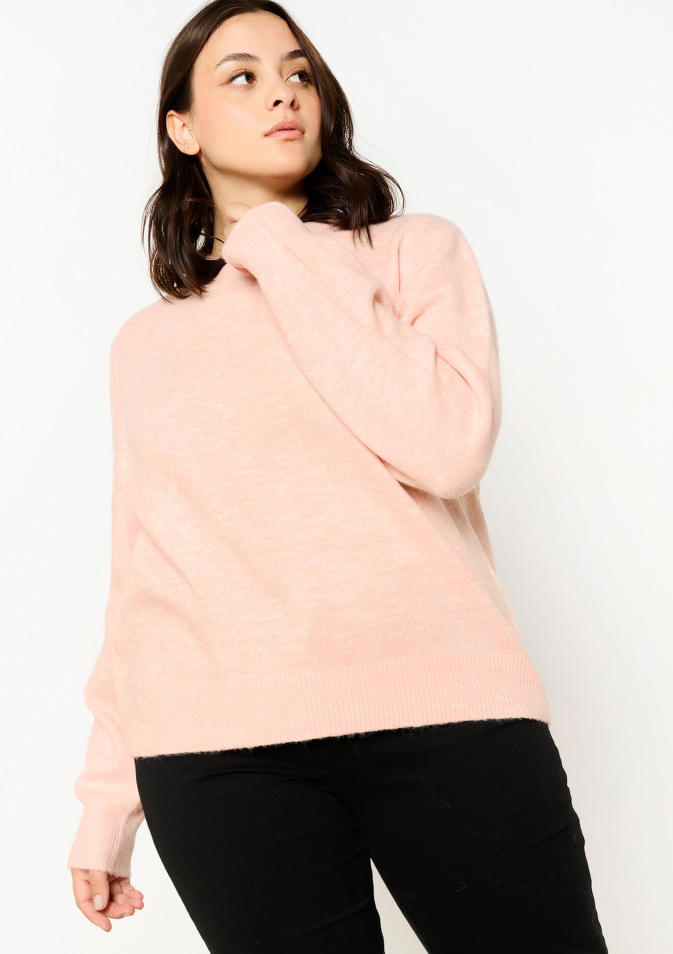 Basic trui met ronde hals - PASTEL PEACH - 04006522_1974