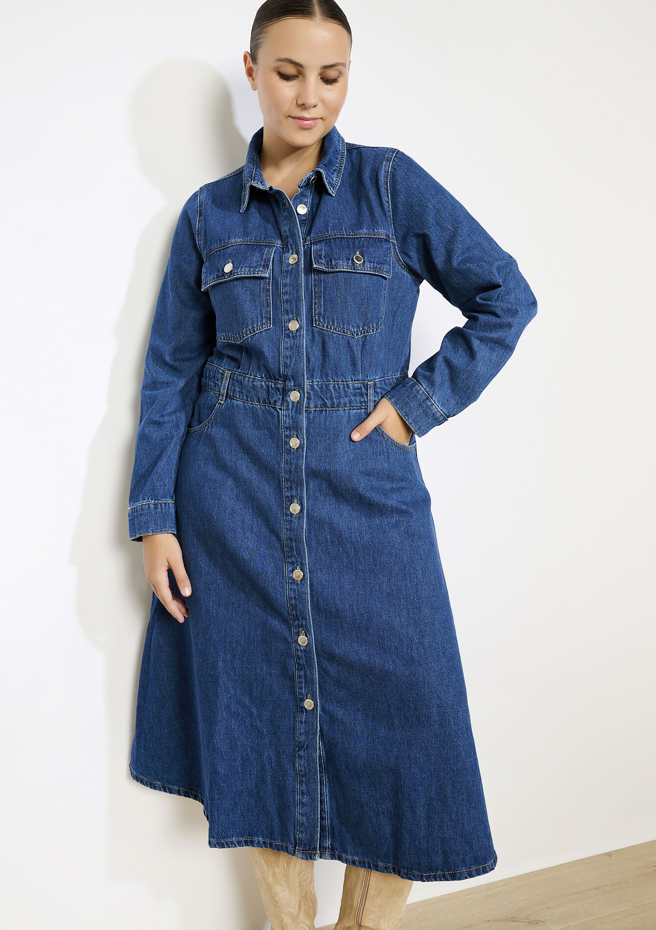 Jeans overhemdjurk - DARK BLUE - 08104176_0501
