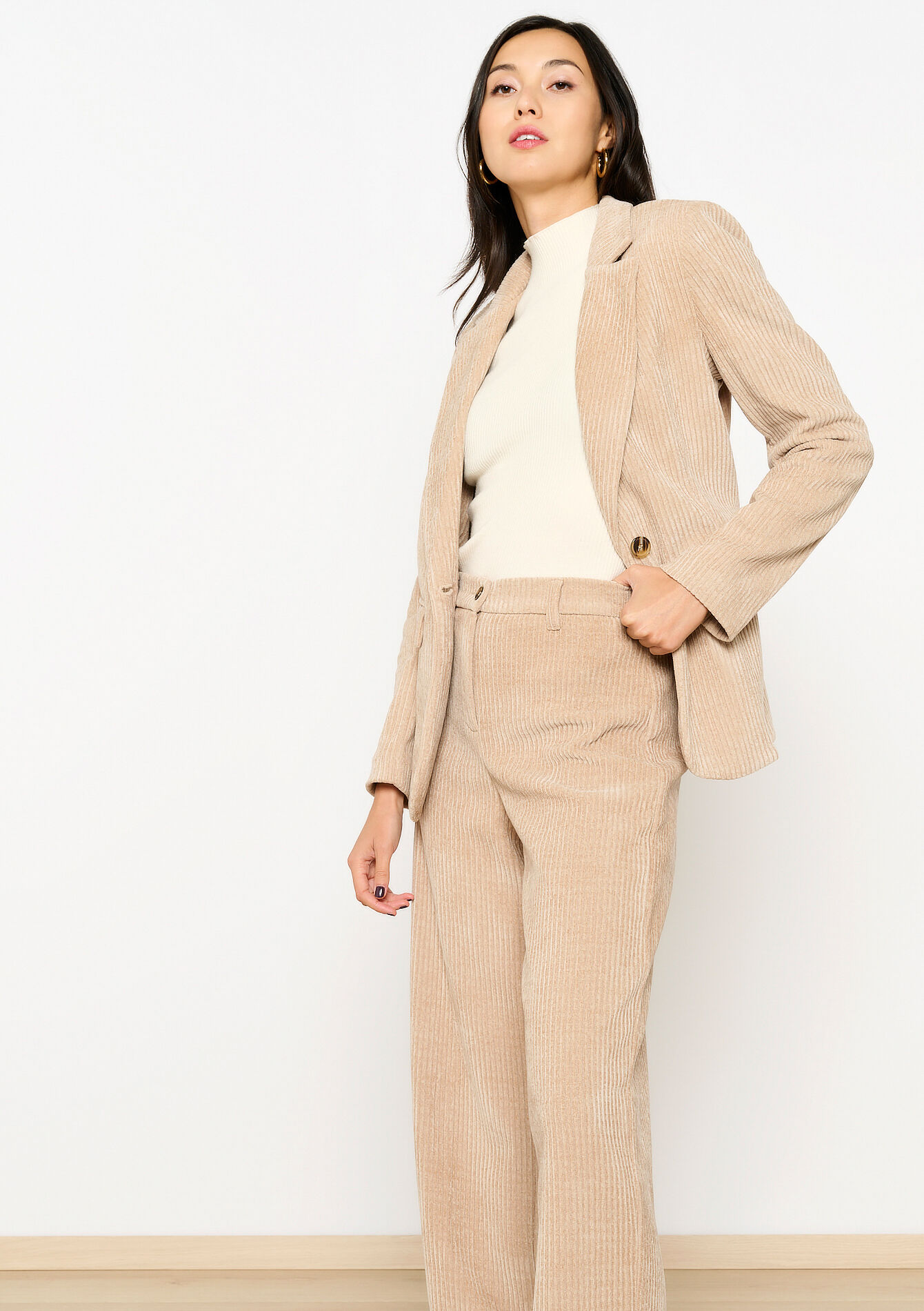 Corduroy blazer, Corduroy blazer - LT BEIGE - 09100976_2527
