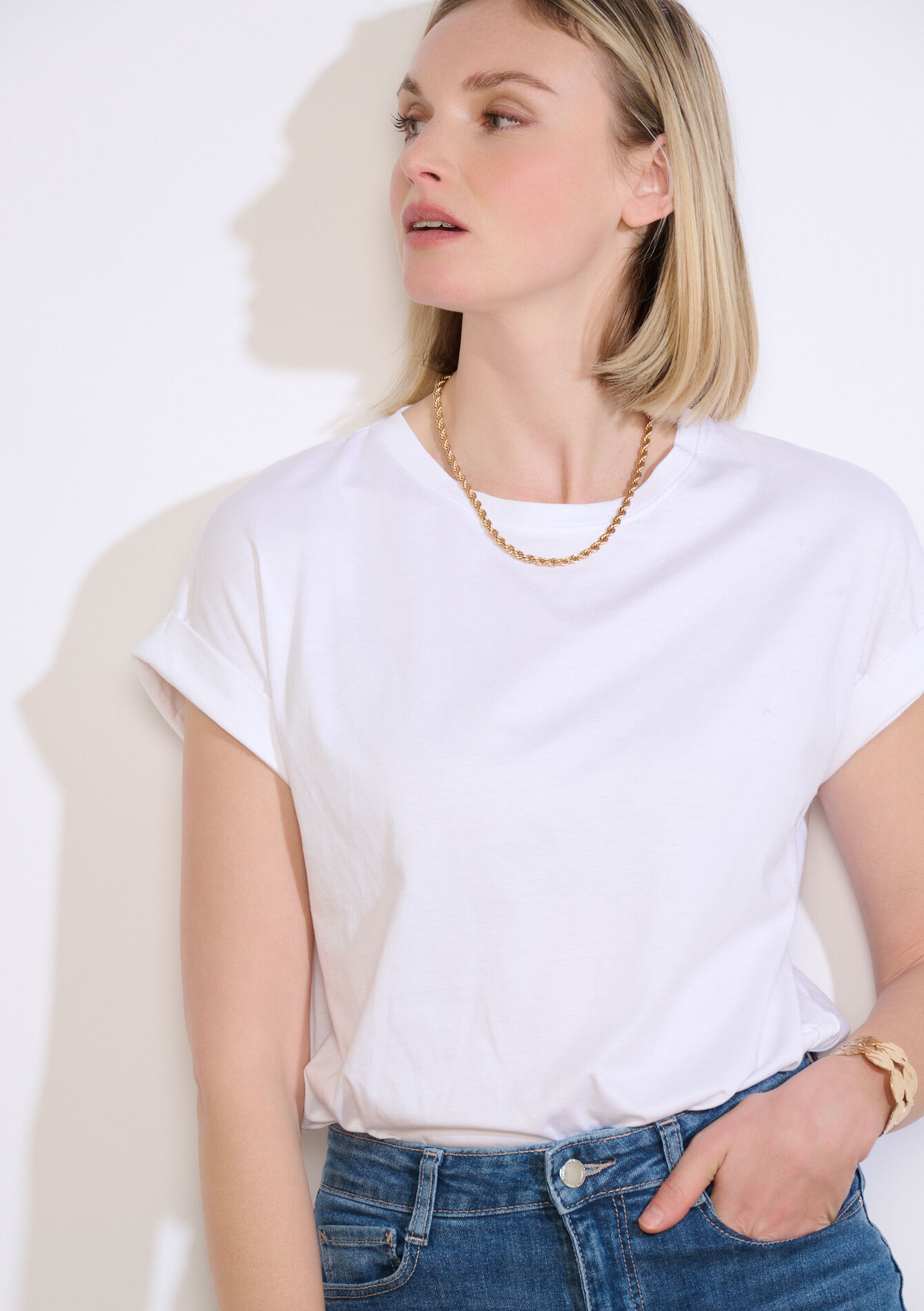 Losvallende T-shirt - OPTICAL WHITE - 02301926_1019