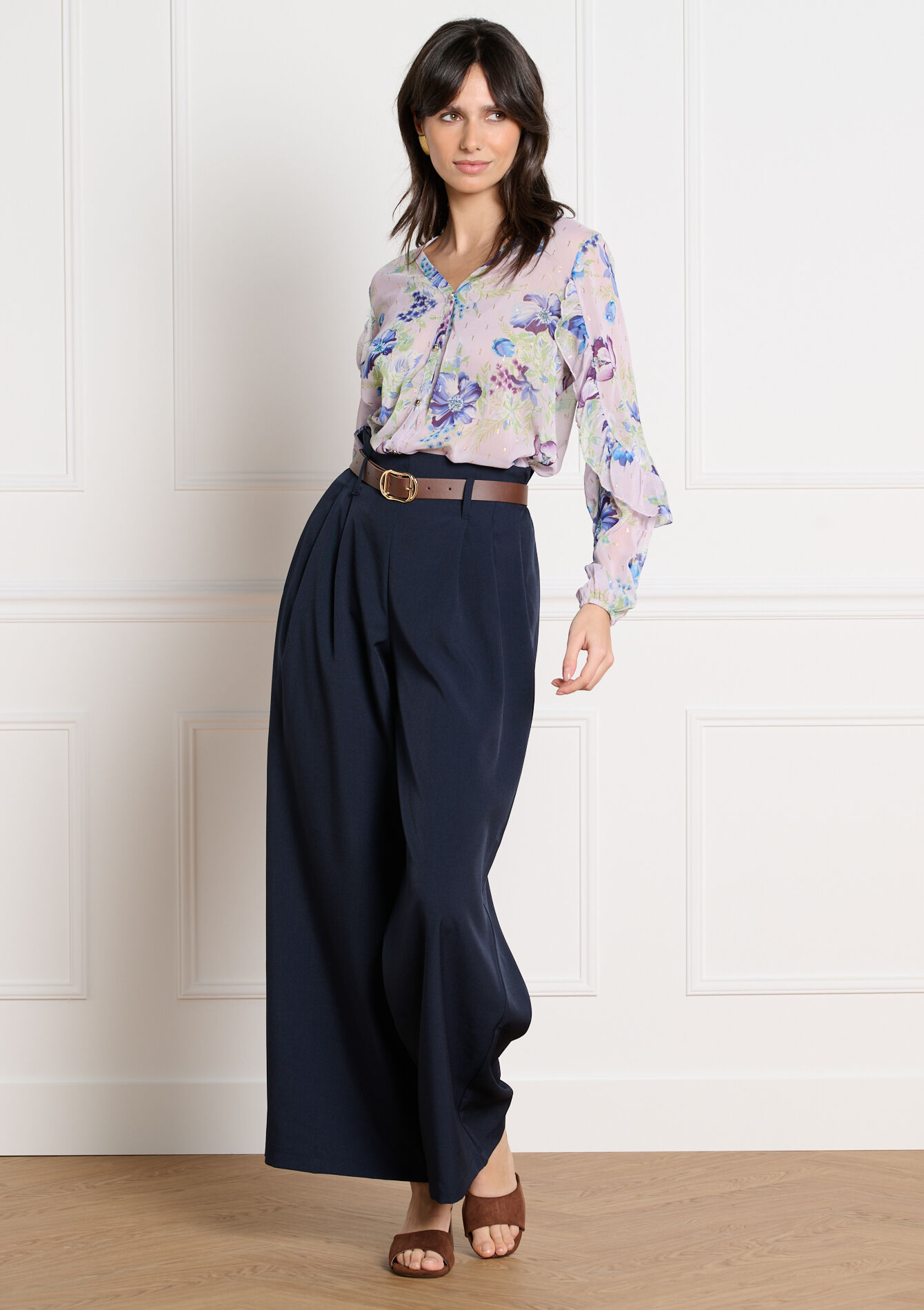 Elegante wijde broek, Elegante wijde broek - NAVY BASIC - 06601117_2723