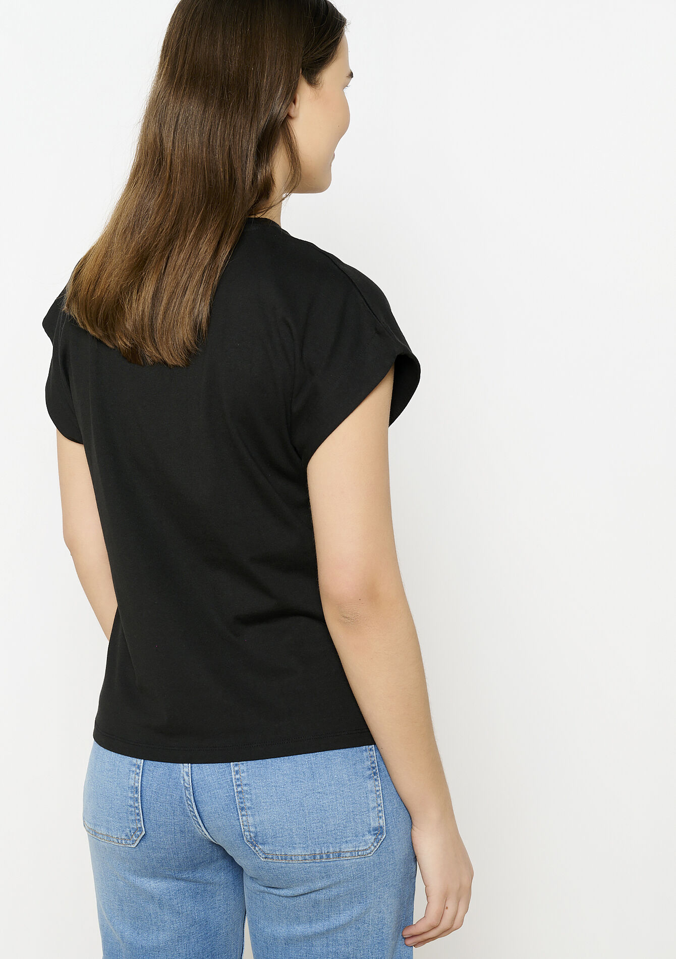 Basic cotton t-shirt - BLACK - 02301672_1119