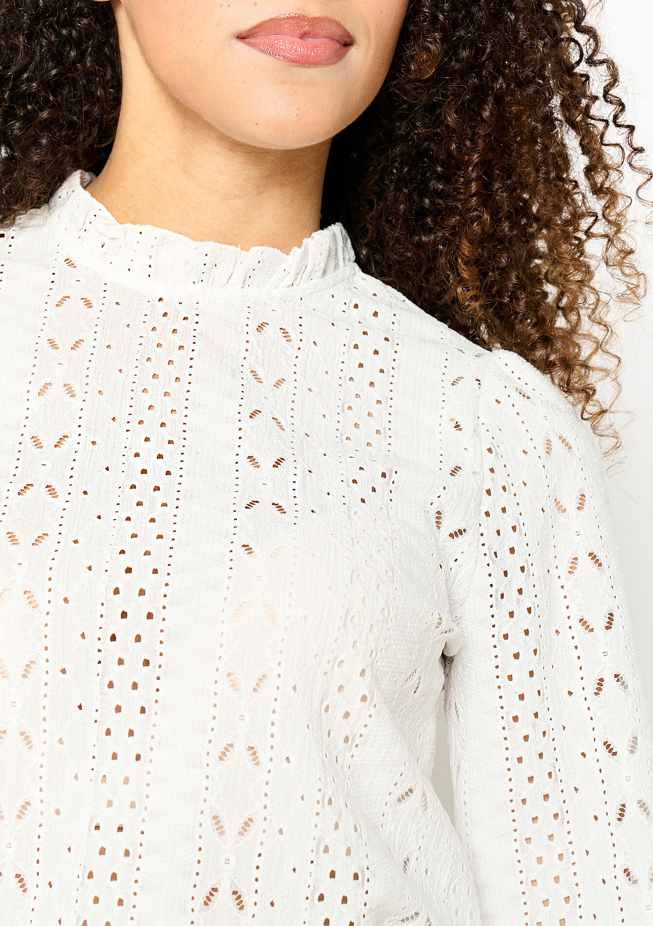 T-shirt avec broderie anglaise, T-shirt avec broderie anglaise - OPTICAL WHITE - 02400327_1019