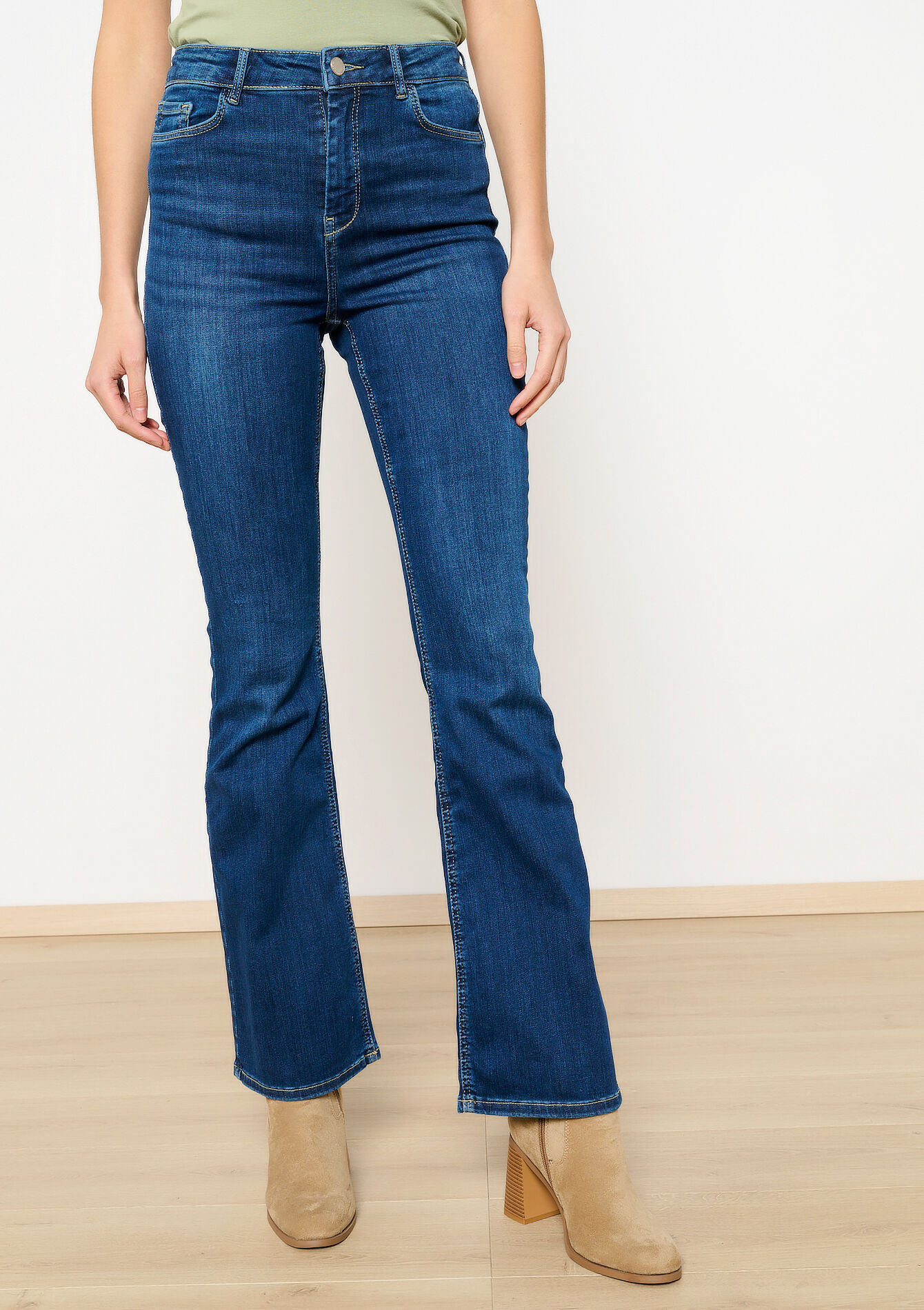 High waist bootcut jeans, High waist bootcut jeans - DARK BLUE - 22000559_0501