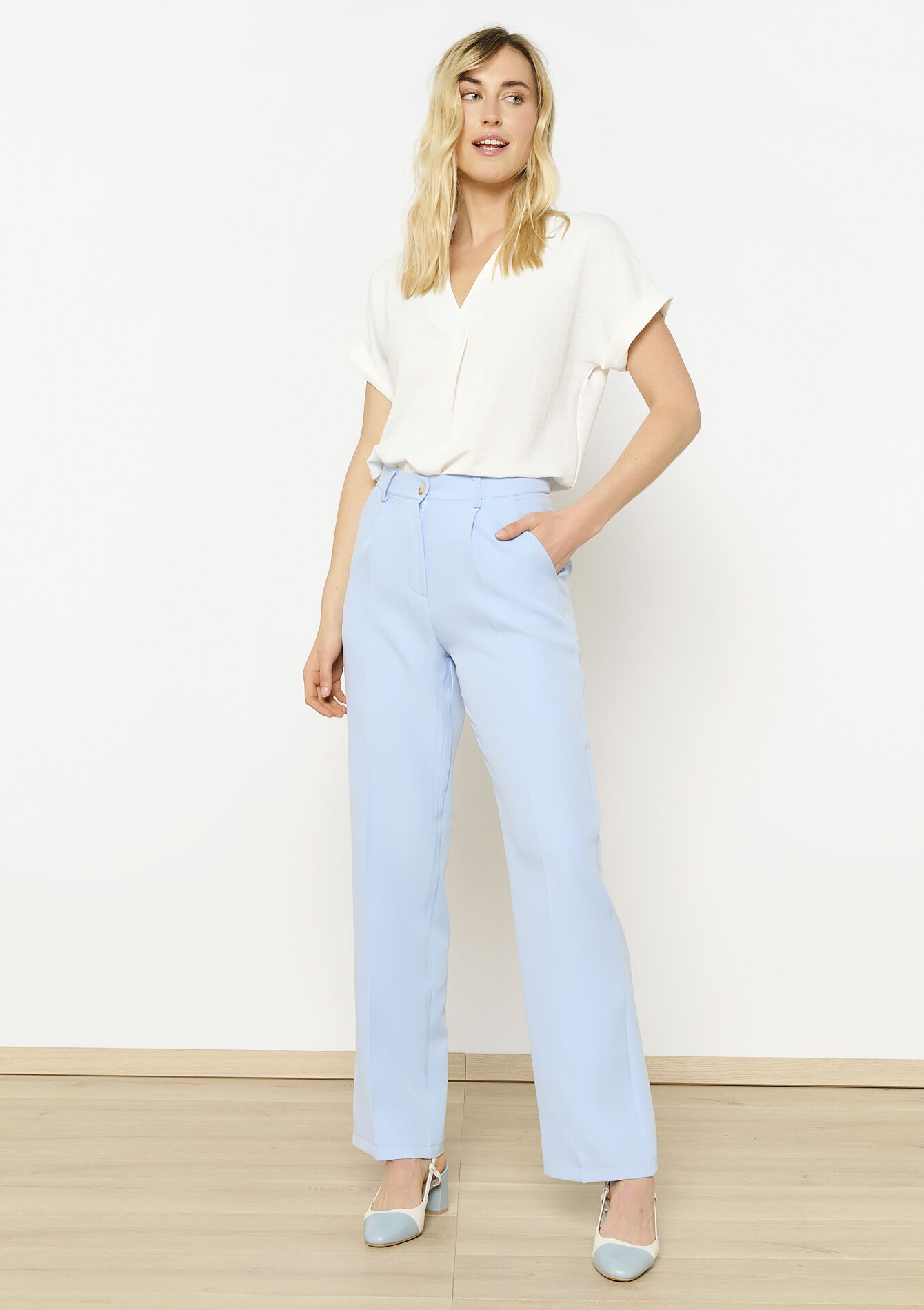 Klassieke rechte broek - BLUE PASTEL - 06100709_3003