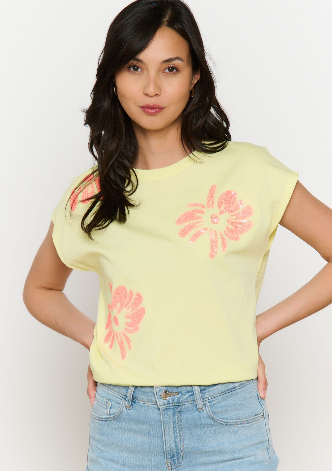 Losvallend bloemen t-shirt, Losvallend bloemen t-shirt - YELLOW SUN - 02301780_5007