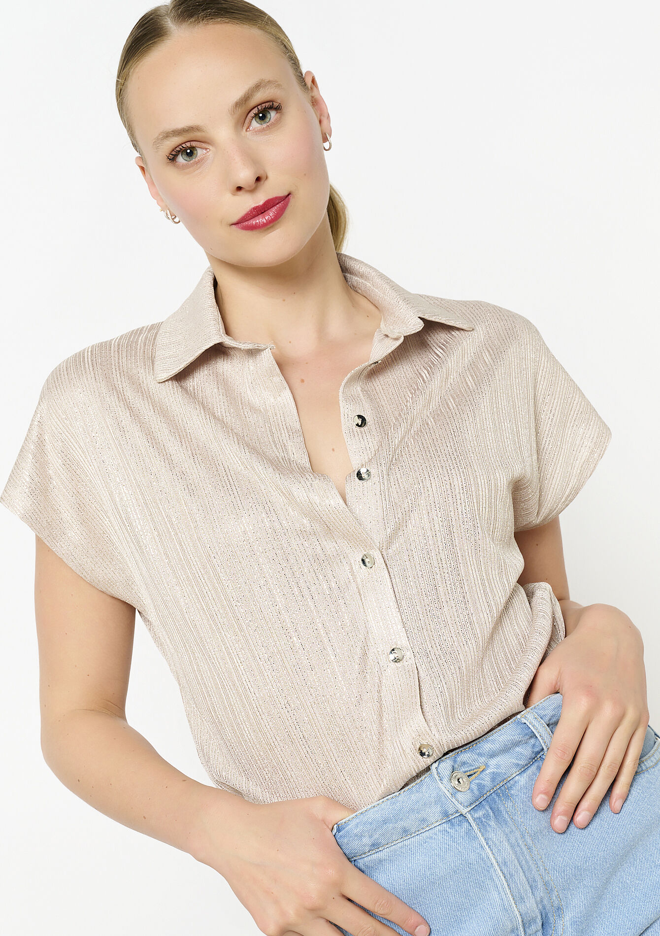 Chemise effet satiné, Chemise effet satiné - GOLD - 02301791_1058