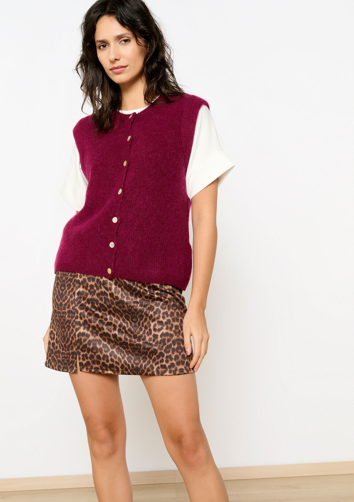 Mouwloze cardigan, Mouwloze cardigan - BORDEAUX WINE - 04101222_5514