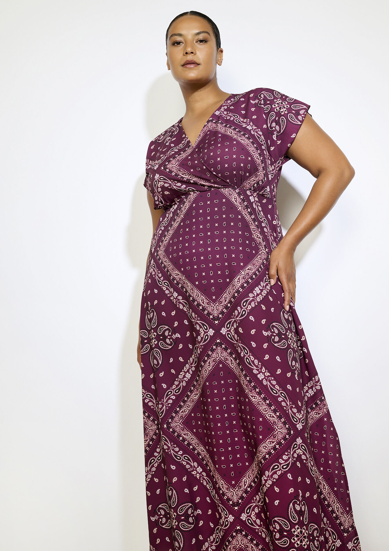 Maxi-jurk met print  - AUBERGINE - 08104236_1537