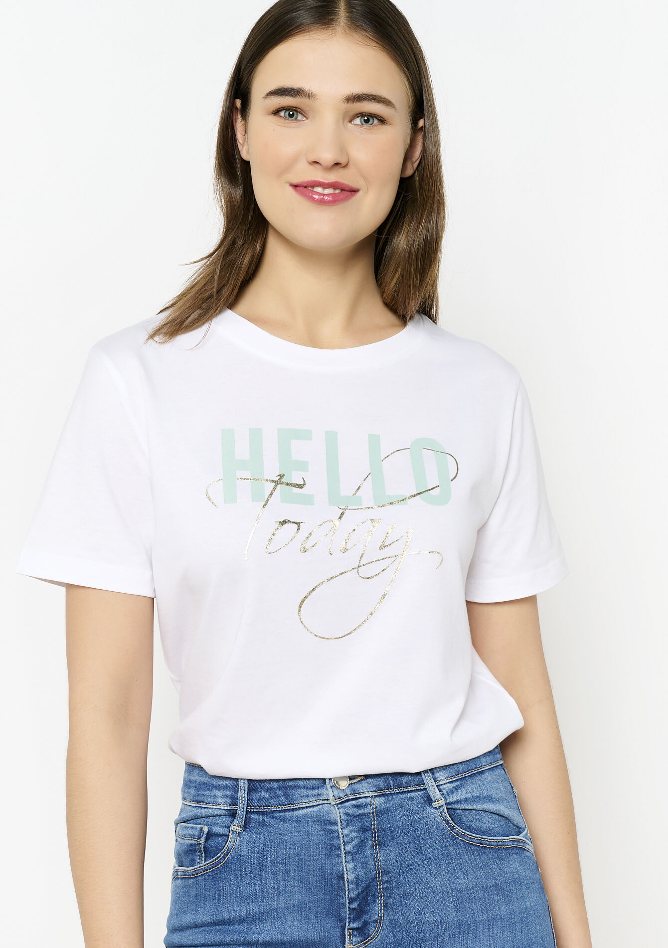 T-shirt en coton avec illustration, T-shirt en coton avec illustration - OPTICAL WHITE - 02301673_1019