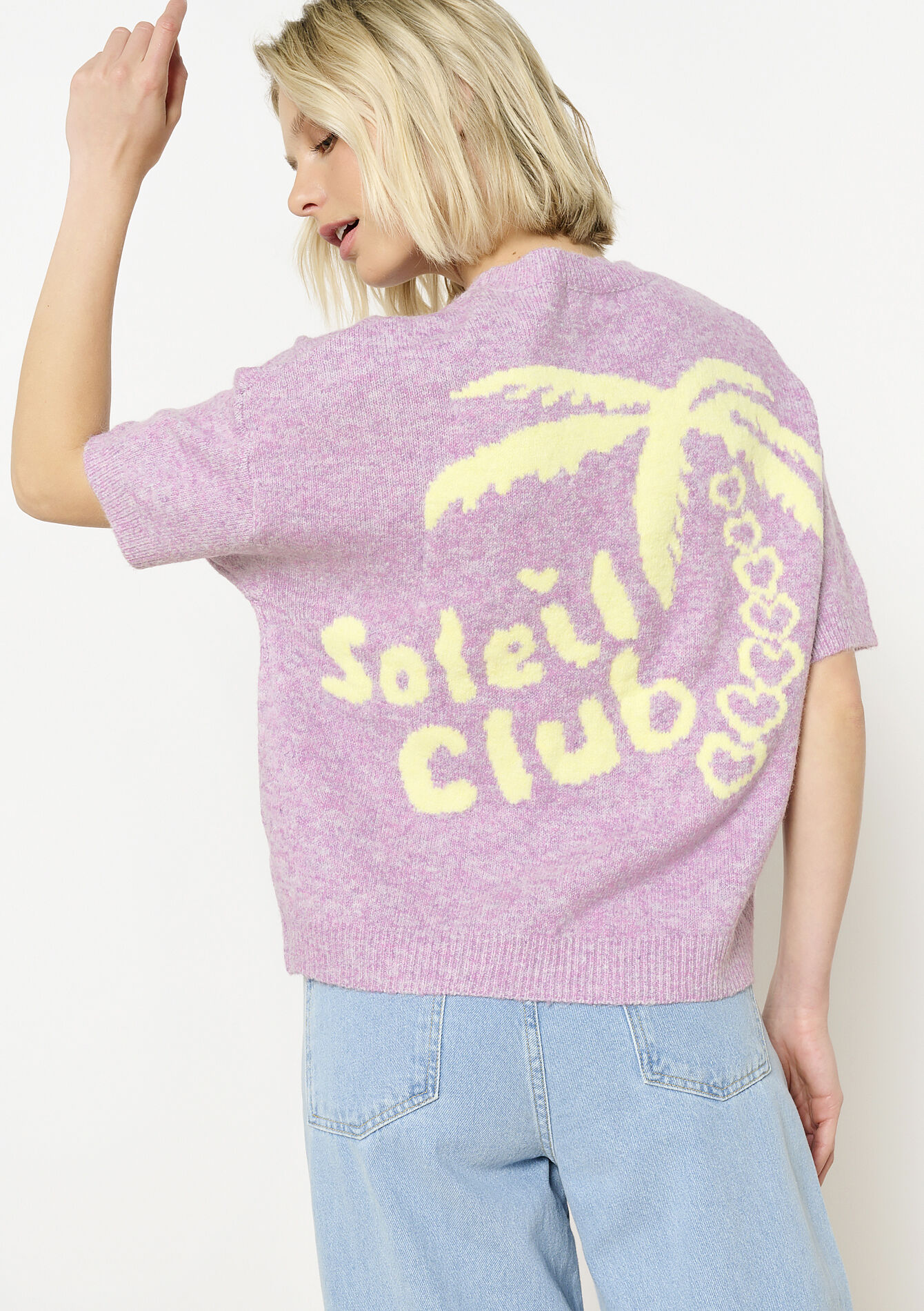 Short sleeve sweater, Short sleeve sweater - PASTEL LILAC - 04006845_1493