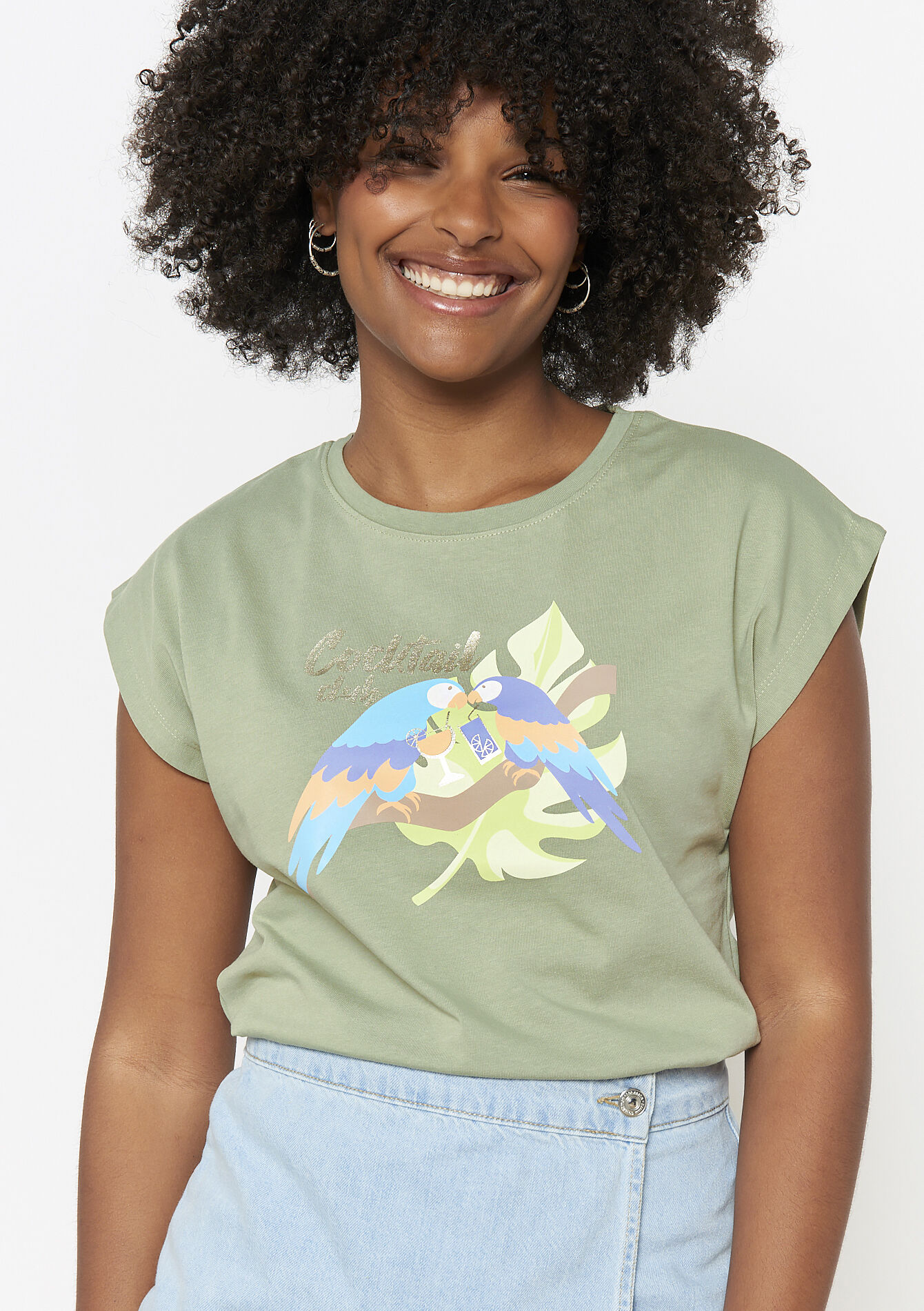 T-shirt met korte mouwen, T-shirt met korte mouwen - KHAKI FADED - 02301695_4326