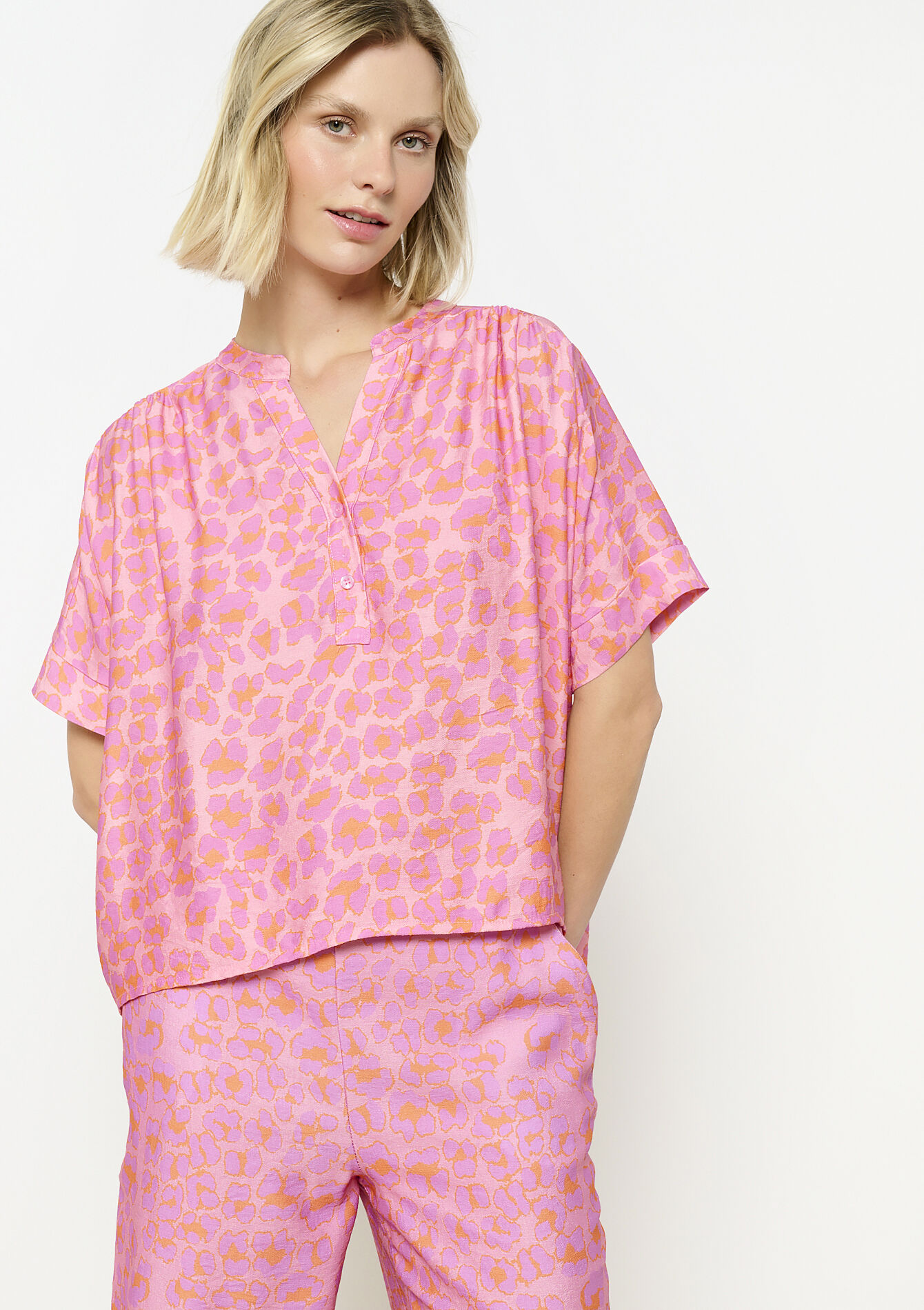 Blouse ample imprimée, Blouse ample imprimée - PINK BUBBLEGUM - 05702852_1477