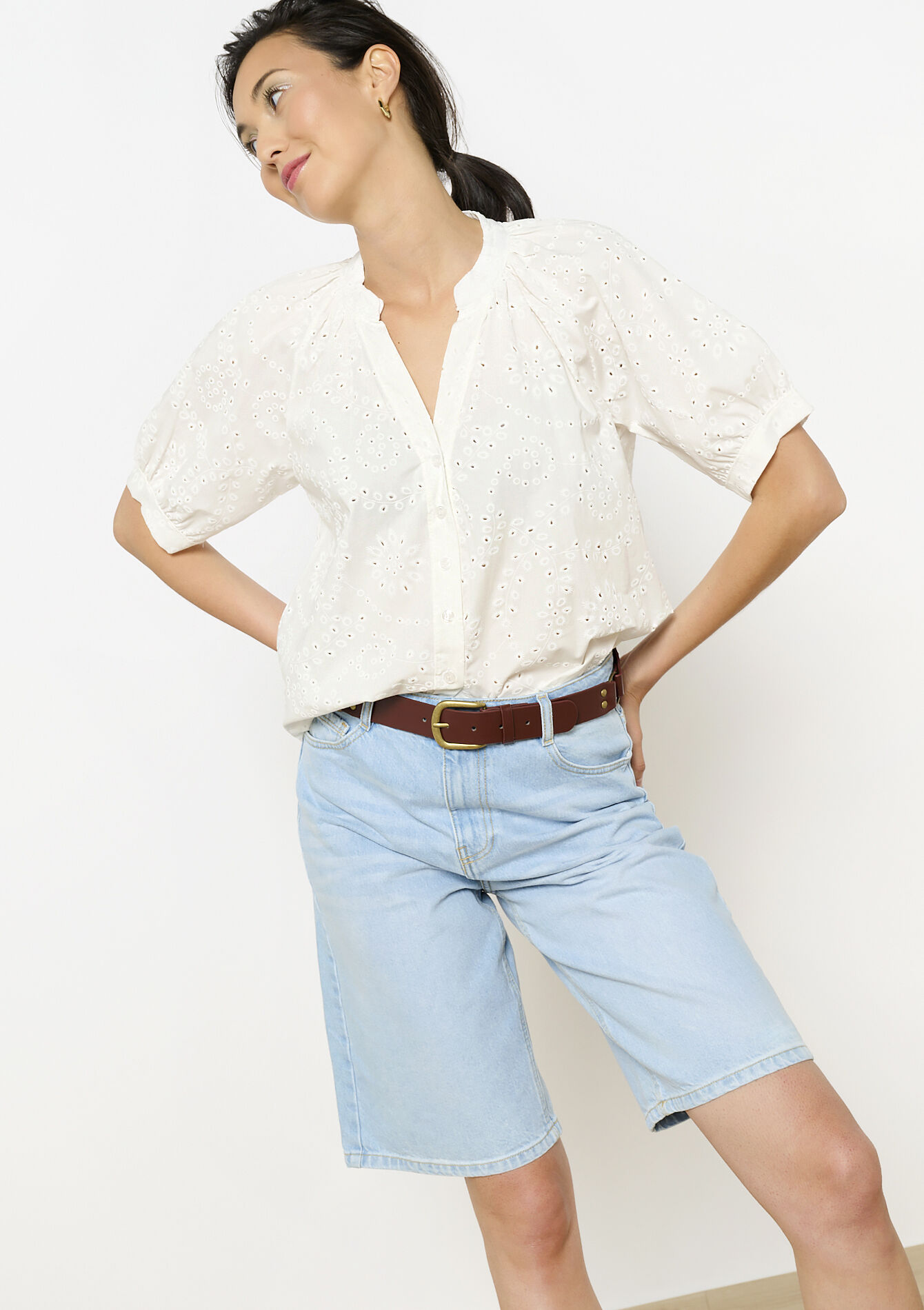 Romantisch geborduurde blouse, Romantisch geborduurde blouse - OPTICAL WHITE - 05702847_1019