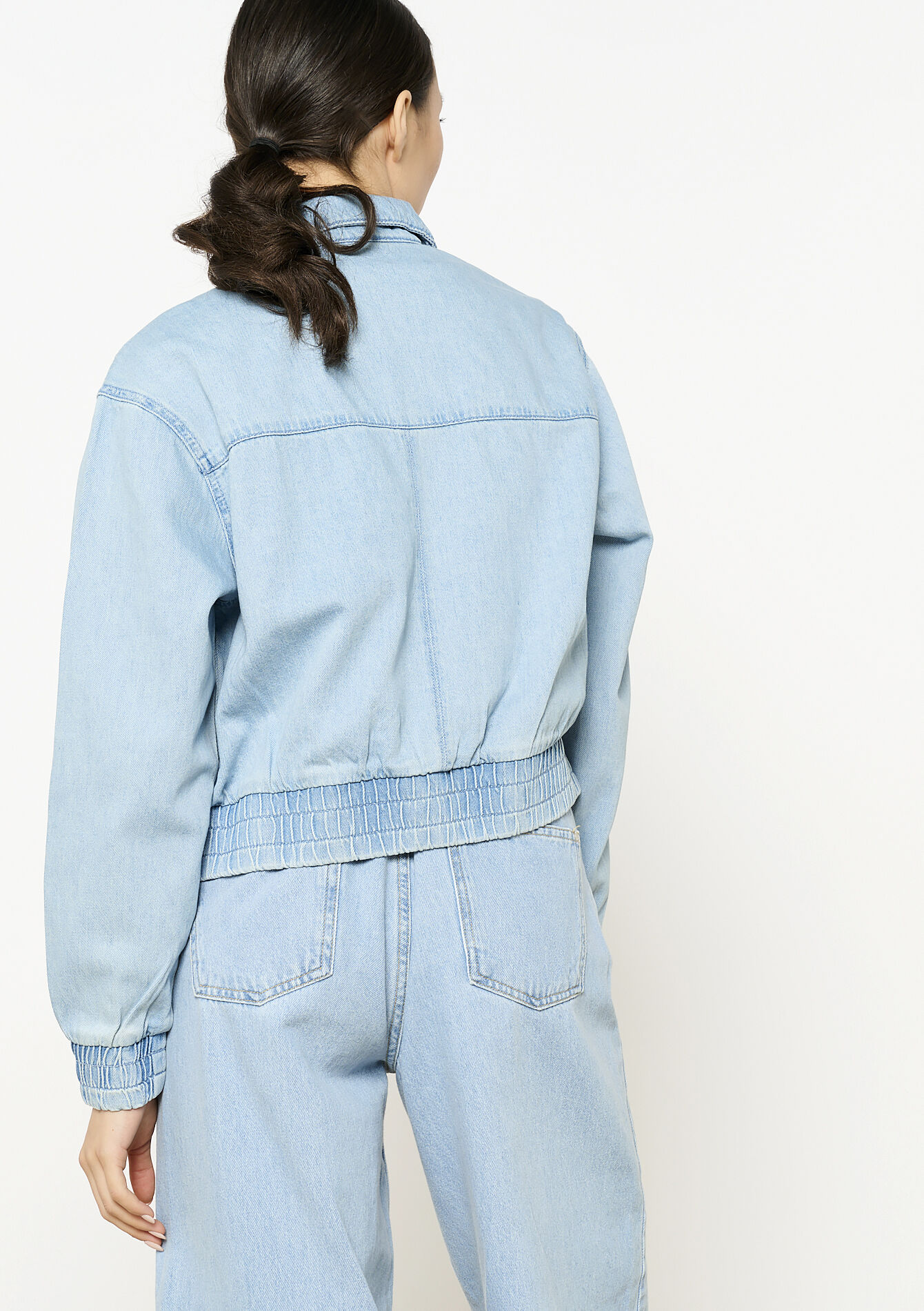 Denim bomber jacket, Denim bomber jacket - BLUE BLEACHED - 09100977_0502
