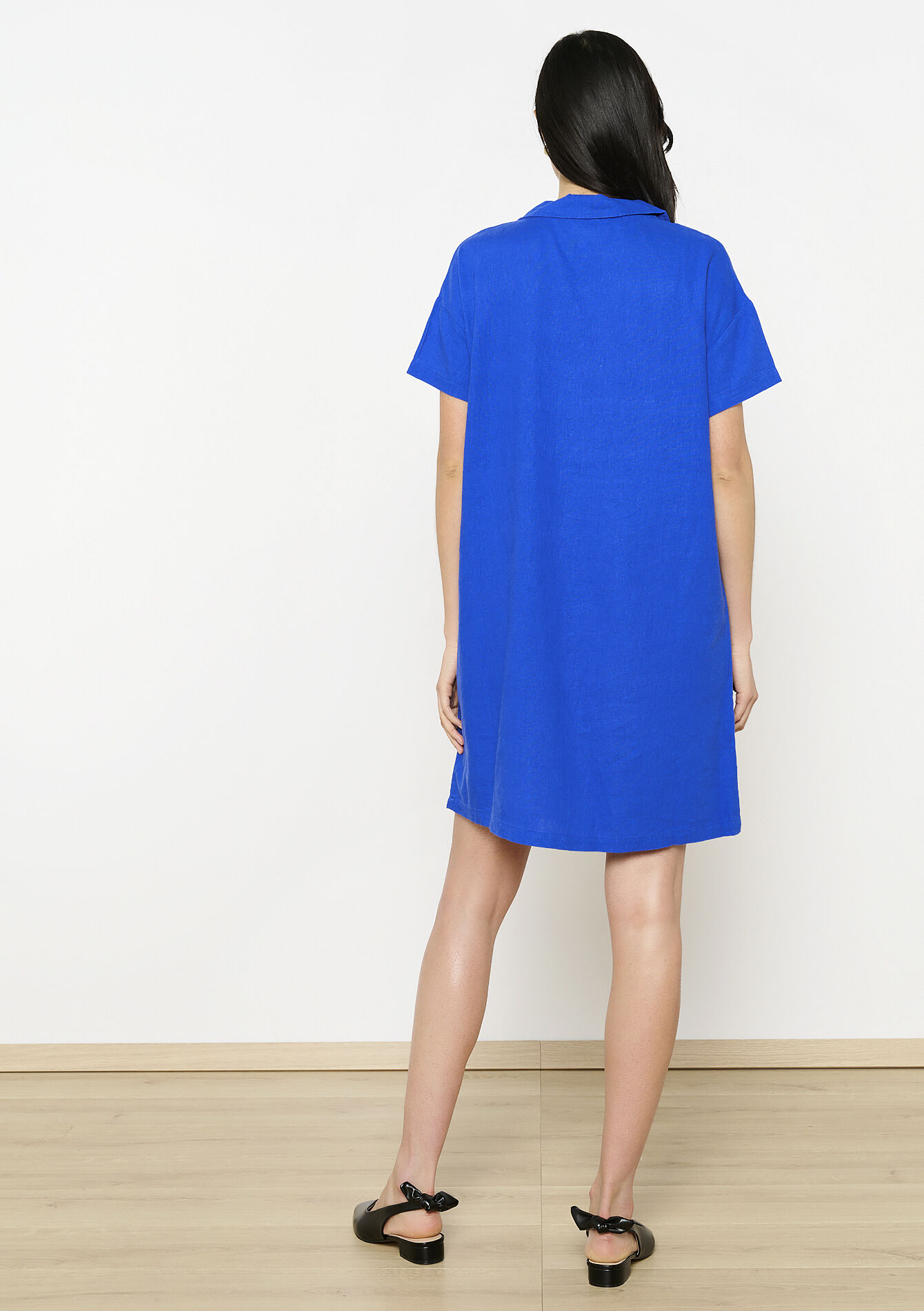 Linnen hemdjurk, Linnen hemdjurk - ELECTRIC BLUE - 08103881_1619
