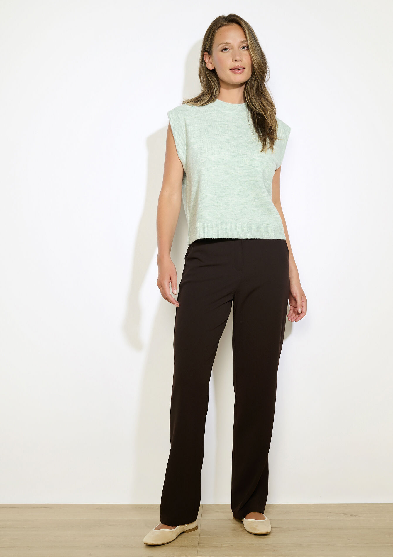 Mouwloze gebreide trui - MINT GREEN - 04006912_1723