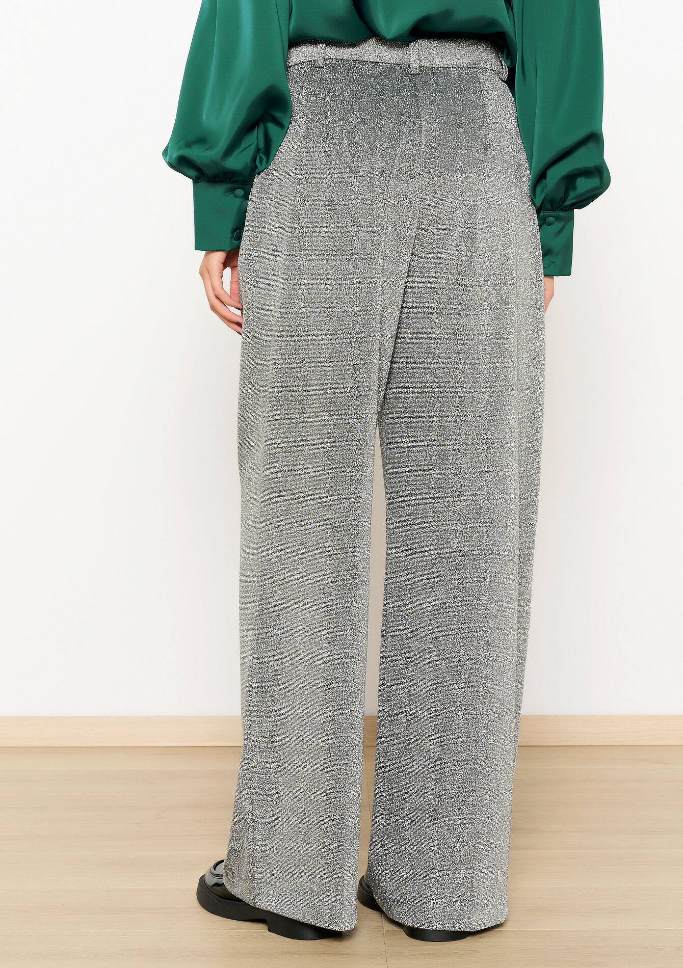 Pantalon palazzo avec lurex - SILVER - 06100663_1059