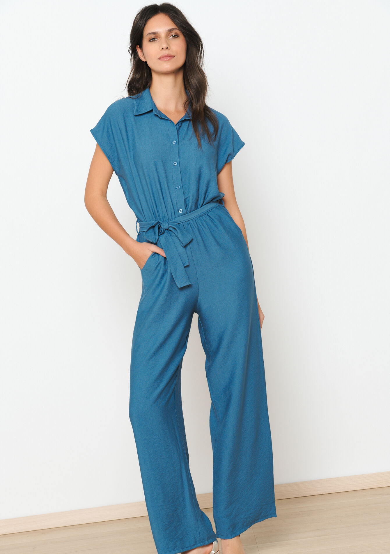 Jumpsuit met korte mouwen, Jumpsuit met korte mouwen - BLUE PASTEL - 06004507_3003