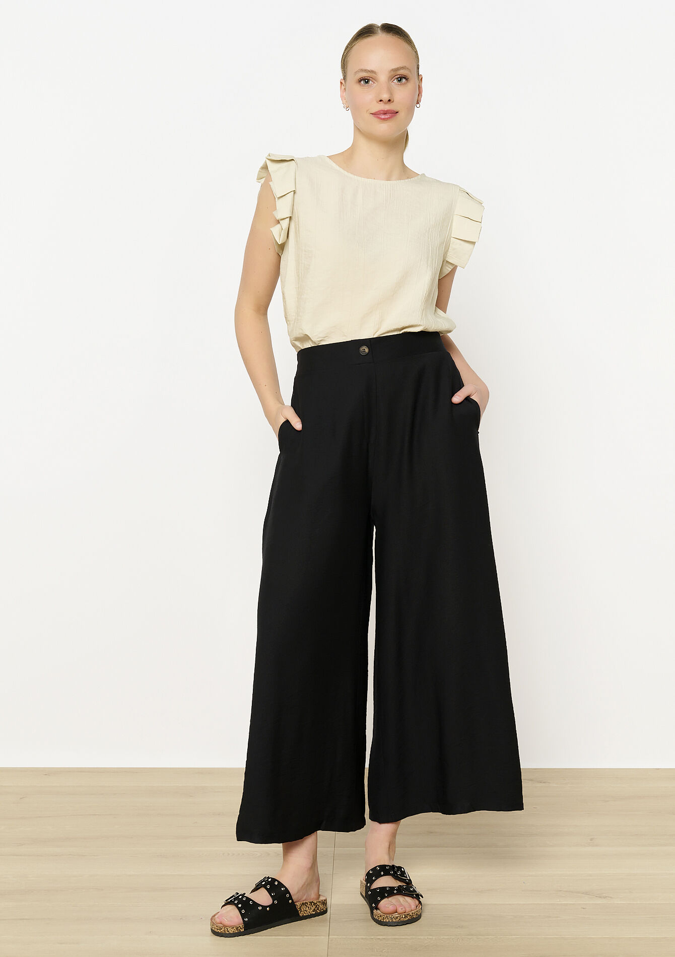 Wijde en luchtige broek, Wijde en luchtige broek - BLACK - 06600986_1119