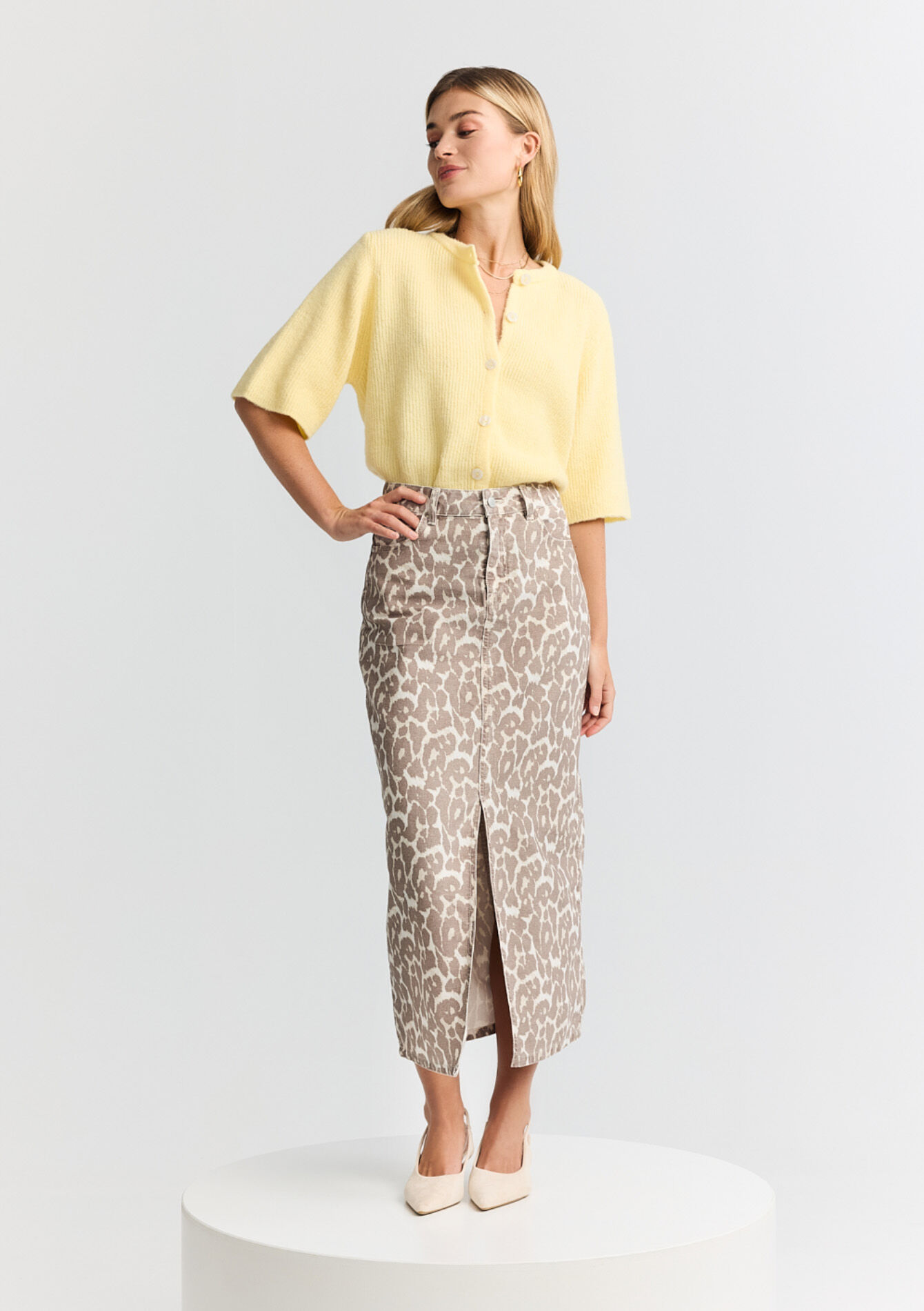 Denim rok met luipaardprint, Denim rok met luipaardprint - TAUPE - 07101337_1021