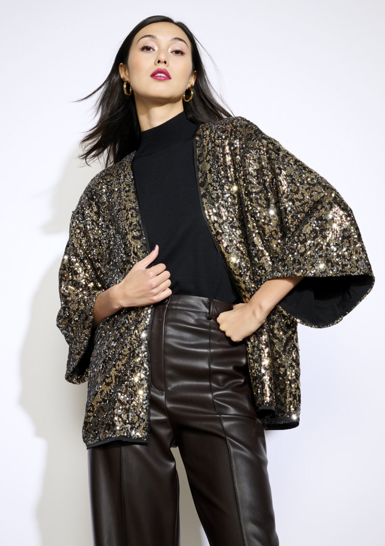 Kimono with sequins, Kimono with sequins - BLACK - 09001435_1119