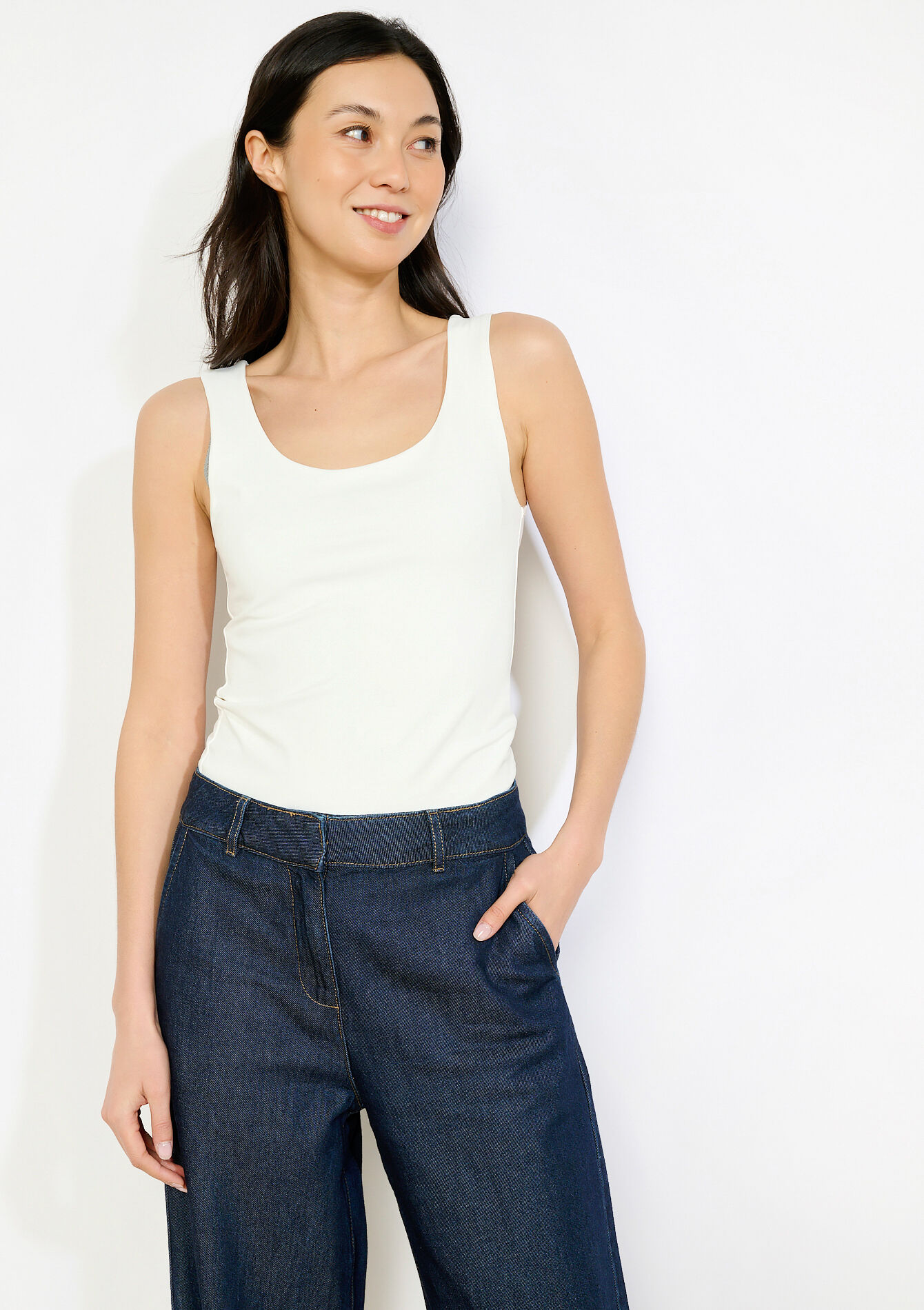 Tanktop met ronde hals - OPTICAL WHITE - 02200530_1019