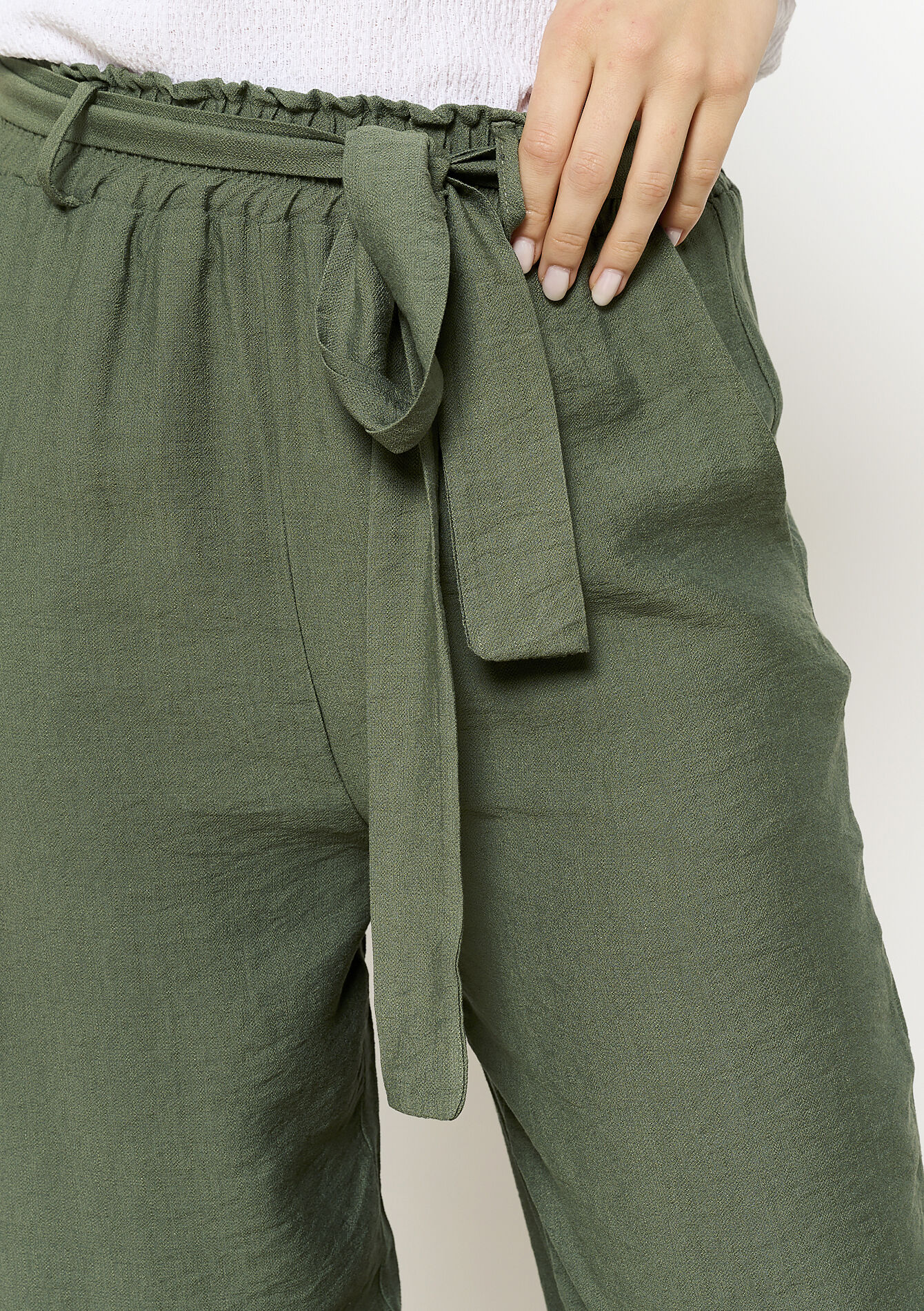 Pantalon fluide ceinturé, Pantalon fluide ceinturé - KHAKI MED - 06600976_4327