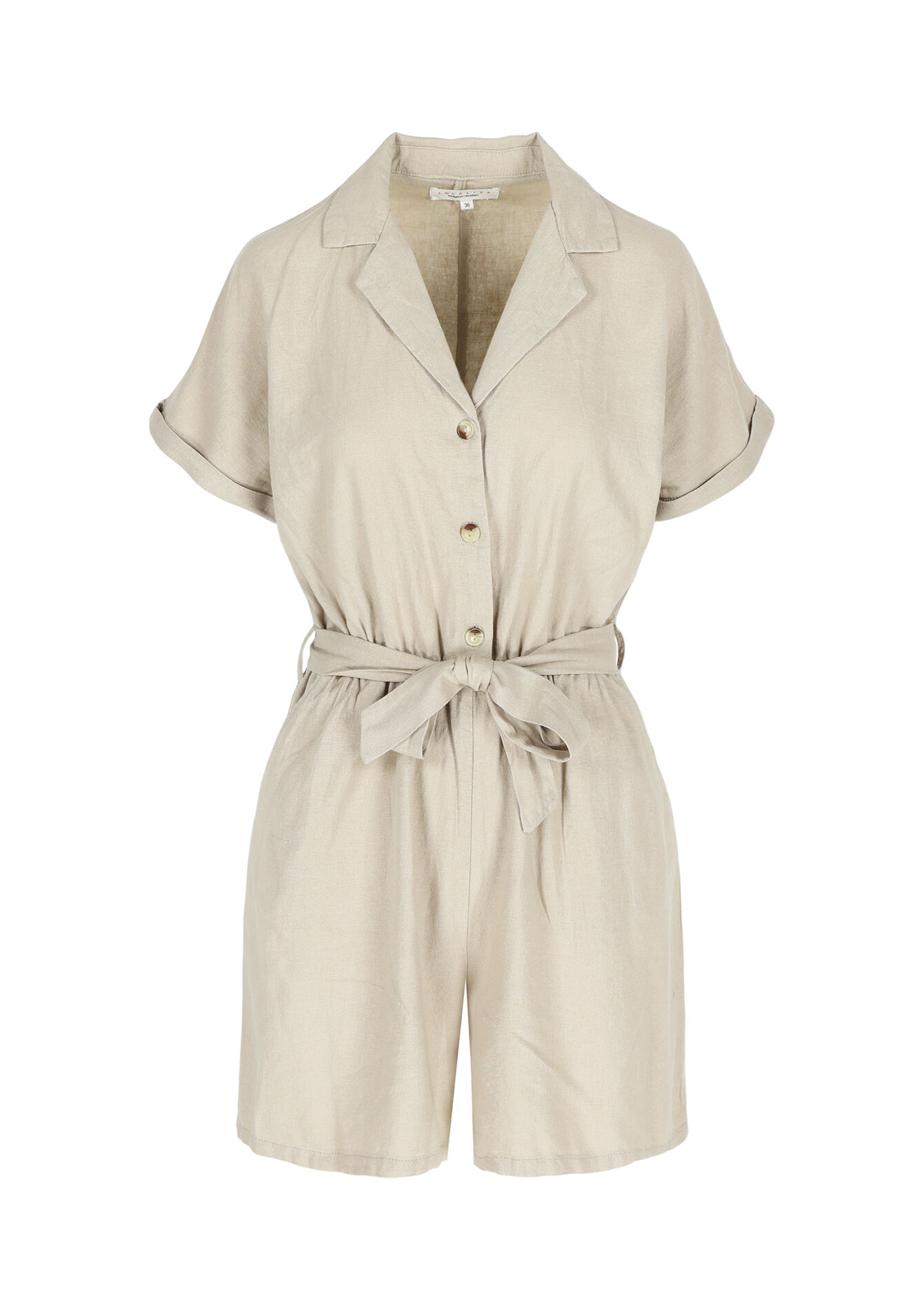Linen playsuit, Linen playsuit - LIGHT TAUPE - 06004463_2572