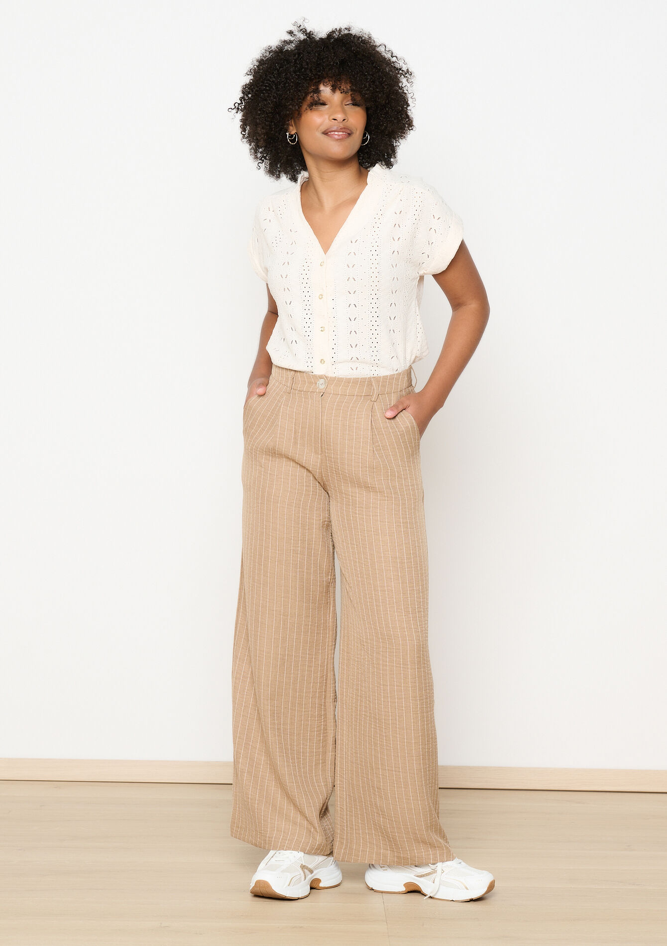 Pantalon habillé à rayures, Pantalon habillé à rayures - BEIGE SAND - 06100703_1940