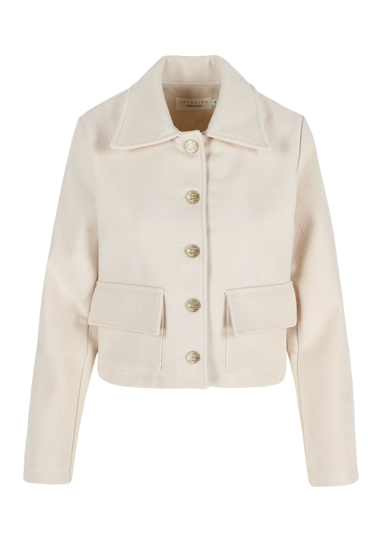 Tweed jacket with buttons, Tweed jacket with buttons - VANILLA WHITE - 09101027_1013