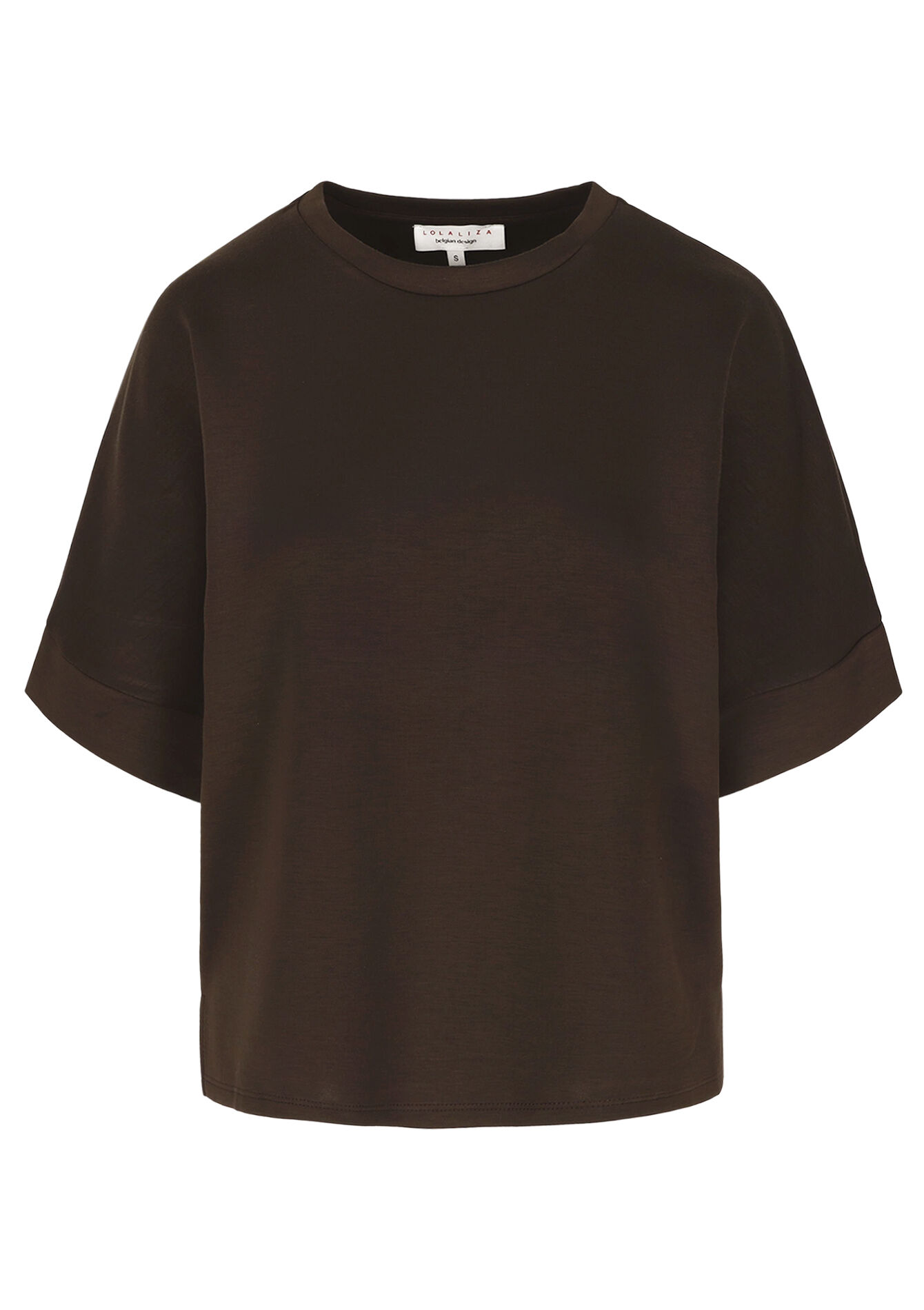 Modal T-shirt met ronde hals, Modal T-shirt met ronde hals - BROWN DARK CHOCOLATE - 15100407_3720
