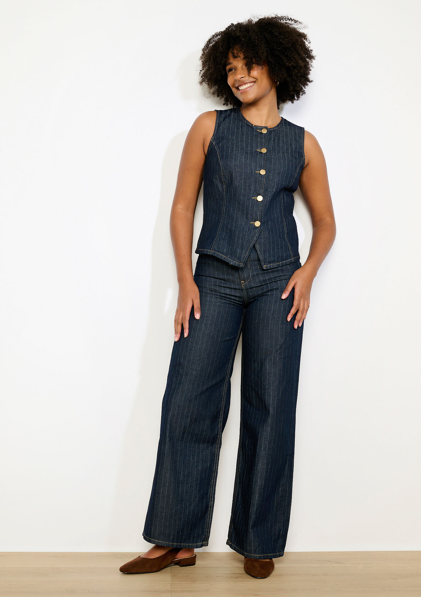 Getailleerde gestreepte gilet, Getailleerde gestreepte gilet - DARK BLUE - 09101170_0501