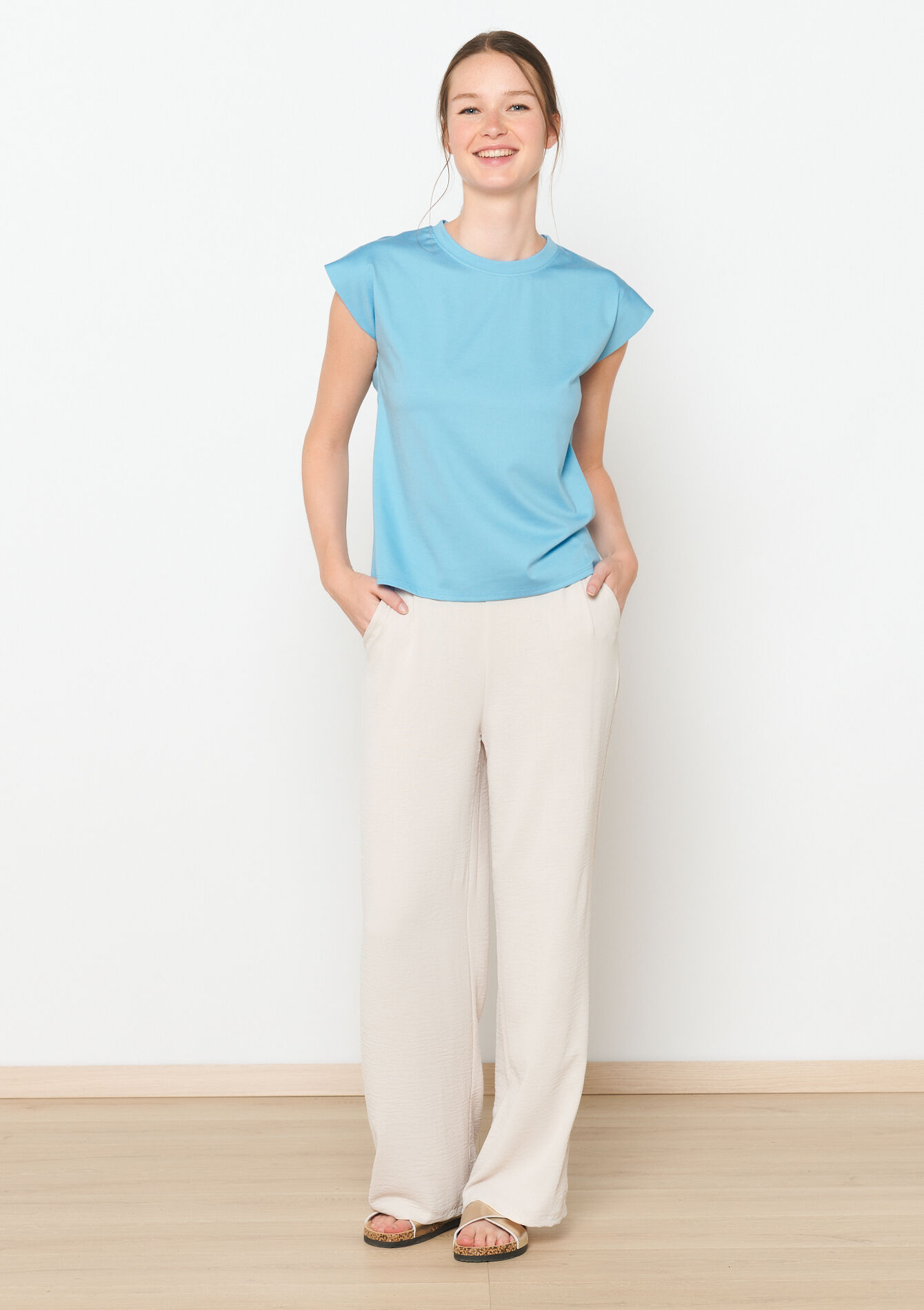 T-shirt à col rond, T-shirt à col rond - BLUE PASTEL - 02200449_3003