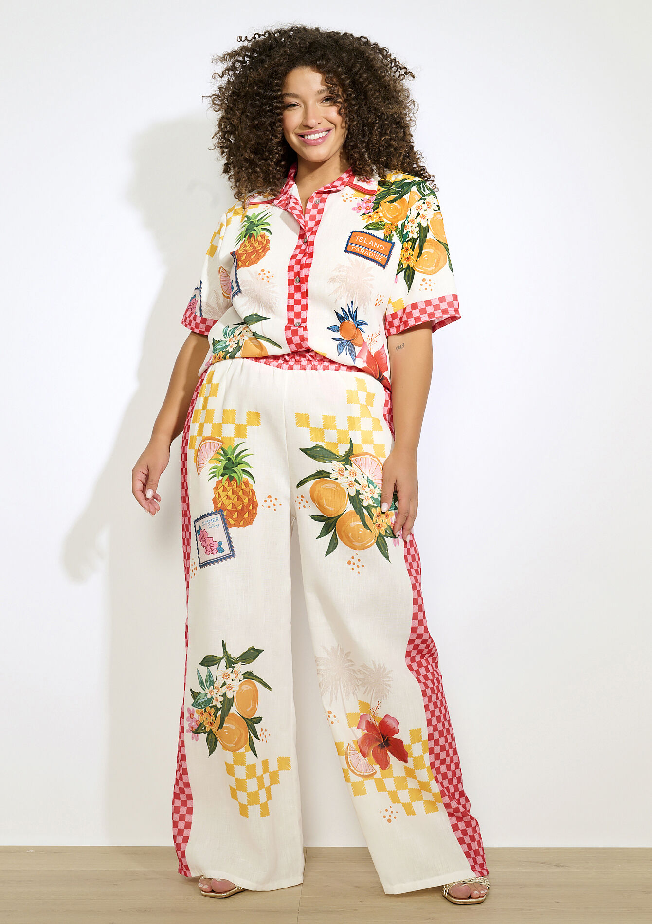 Wijde broek met print, Wijde broek met print - OFFWHITE - 06601007_1001