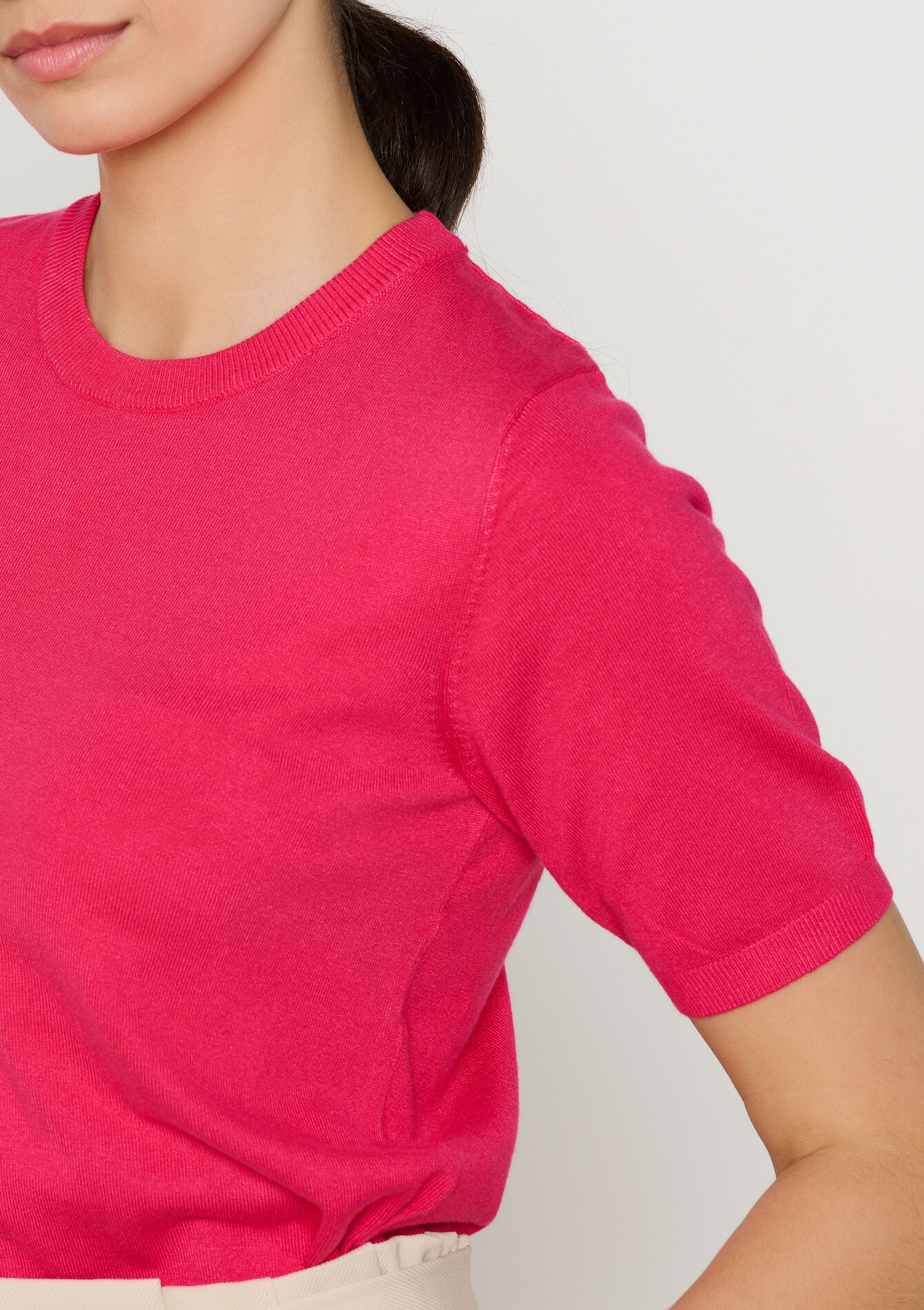 Trui met korte mouwen, Trui met korte mouwen - FUCHSIA - 04006653_5626